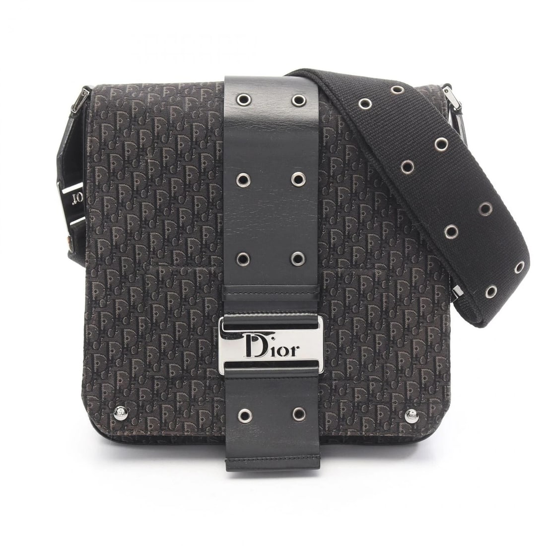 CHRISTIAN DIOR STREET CHIC TROTTER SHOULDER CROSSBODY BAG: Christian Dior street chic trotter Shoulder crossbody Bag Brand: DIOR Type/Style: Shoulder Bag Material: canvas ? leather Color: Black?ish colors Size: (H:9.4inch x W:9.4inch x D:2.4inch)