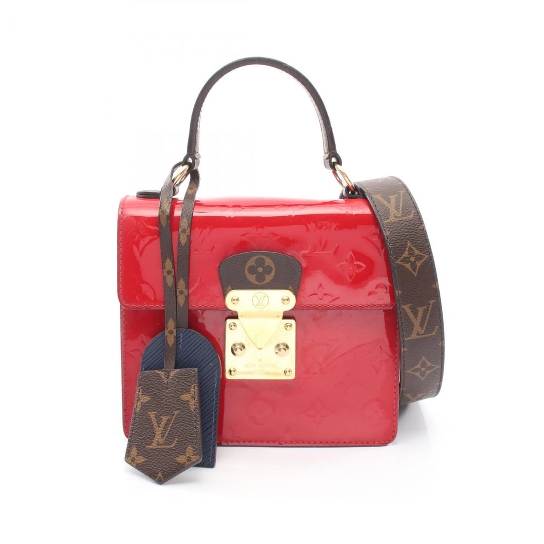 LOUIS VUITTON SPRING STREET PM CROSSBODY HANDBAG: LOUIS VUITTON Spring Street PM crossbody Handbag Brand: LOUIS VUITTON Type/Style: Handbag Material: Vernis ? leather ? PVC coated canvas Color: scarlet / Red?ish colors ? Blue?ish colors ? Brown?ish c