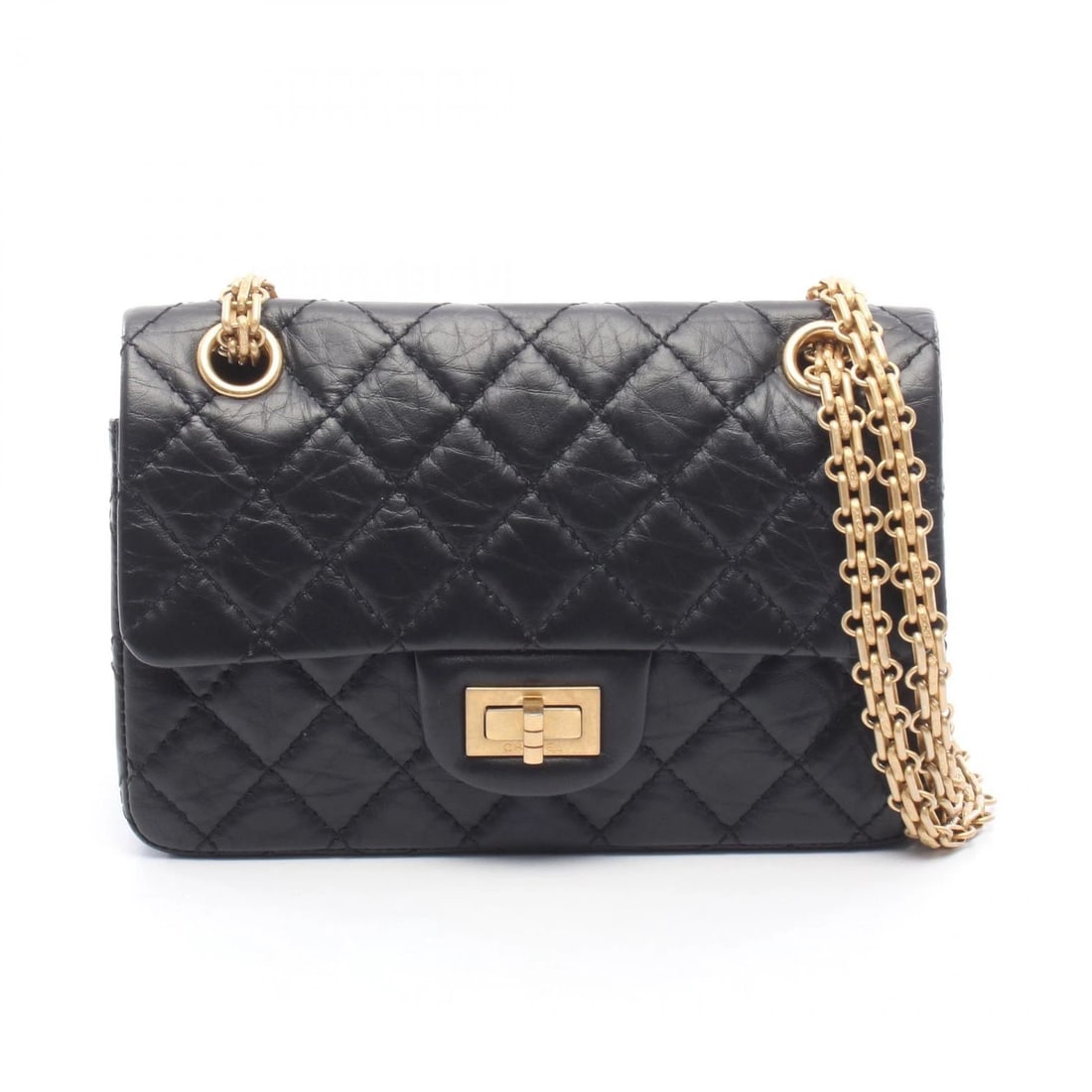 CHANEL 2.55 MINI MATRASSE CHAIN SHOULDER BAG: CHANEL 2.55 Mini matrasse Chain Shoulder Bag Brand: CHANEL Type/Style: Shoulder Bag Material: Calfskin (cowhide) Color: Black?ish colors Size: (H:5.1inch x W:7.9inch x D:3.0inch) Accessories: None