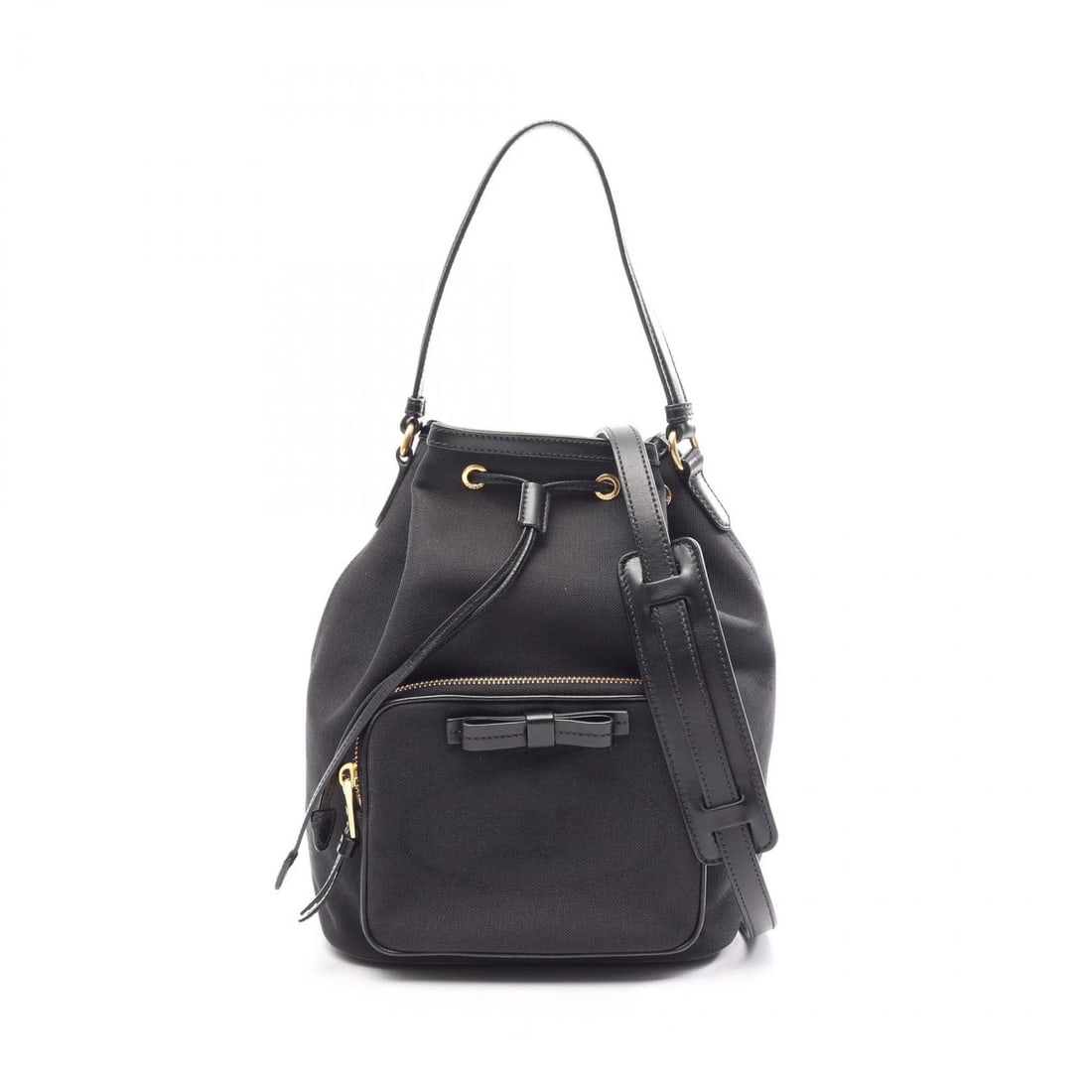 PRADA LOGO JACQUARD SHOULDER HANDBAG: PRADA LOGO JACQUARD Shoulder Handbag Brand: PRADA Type/Style: Handbag Material: canvas ? leather Color: Black?ish colors Size: (H:10.2inch x W:7.9inch x D:4.7inch) Accessories: None Accessories
