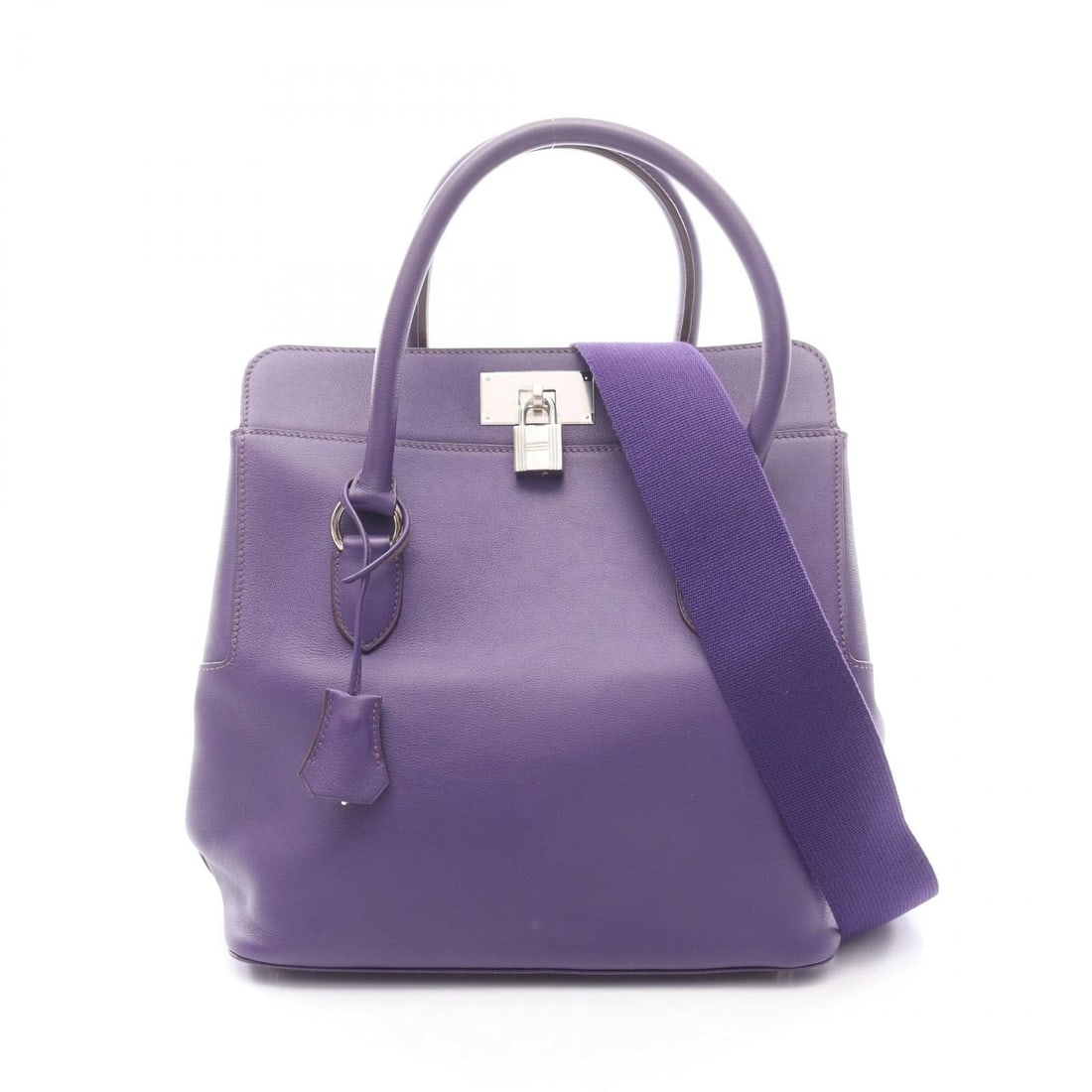 HERMES TOOLBOX 26 SHOULDER HANDBAG T SWIFT LEATHER: HERMES Toolbox 26 shoulder Handbag T Swift leather Brand: HERMES Type/Style: Handbag Material: Vaux Swift leather ? leather ? Vaux Swift leather Color: Ultraviolet / Purple?ish colors Size: (H:11.0inc