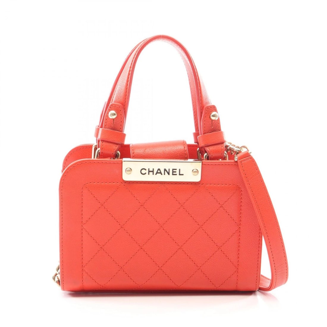 CHANEL MATELASSE 2WAY SHOULDER CROSSBODY HANDBAG: CHANEL Matelasse 2WAY Shoulder Crossbody Handbag Brand: CHANEL Type/Style: Shoulder Bag Material: leather Color: Red?ish colors Size: (H:5.1inch x W:7.1inch x D:2.8inch) Accessories: None