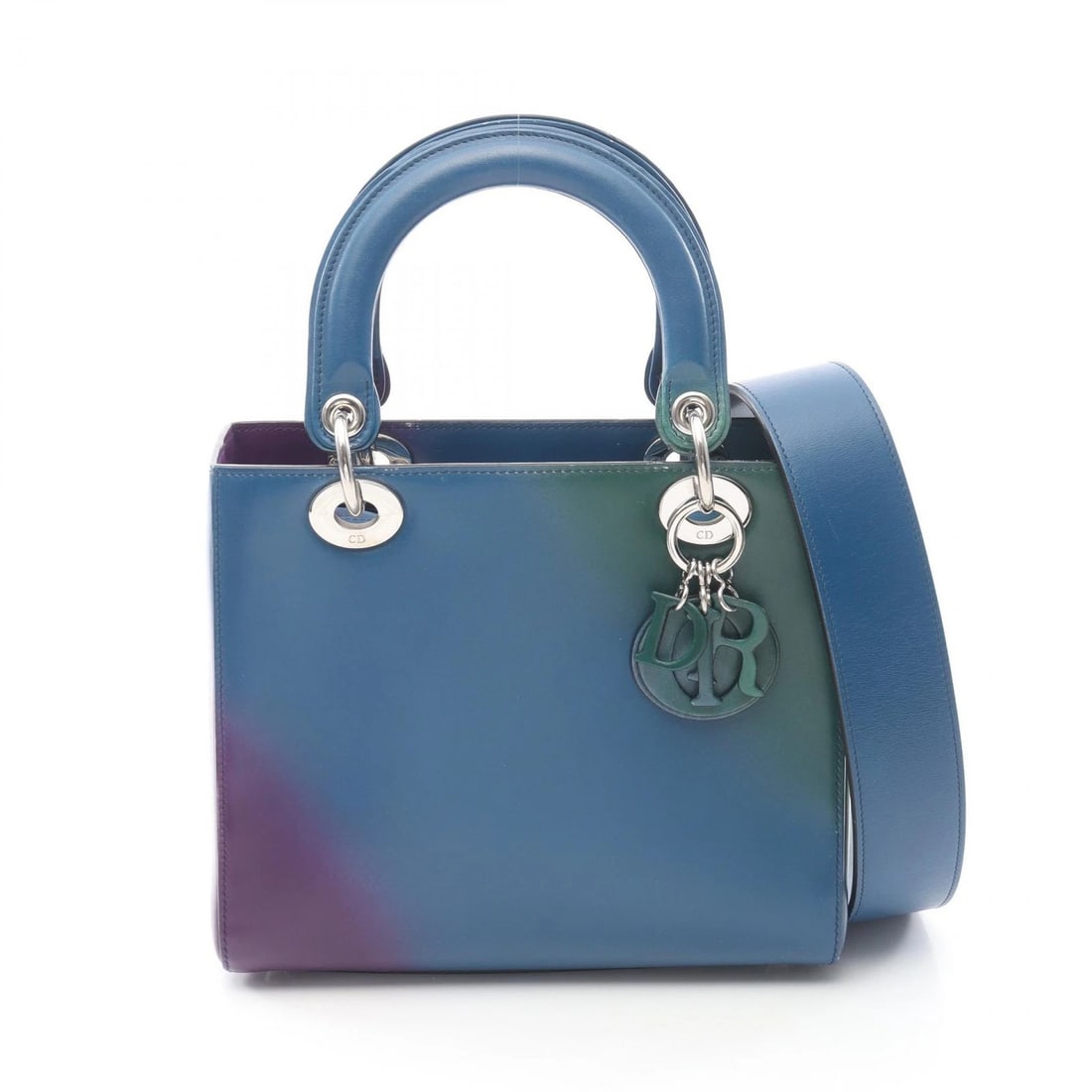 DIOR LADY DIOR SHOULDER HANDBAG LEATHER BLUE: Dior LADY DIOR Shoulder Handbag leather Blue Brand: DIOR Type/Style: Handbag Material: leather Color: Blue?ish colors ? Green?ish colors ? Purple?ish colors Size: (H:7.9inch x W:9.4inch x D:4.3inch)