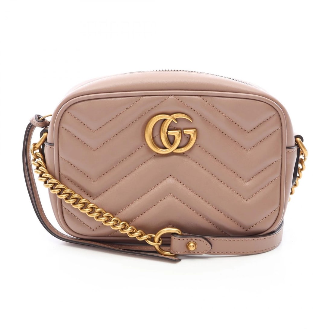 GUCCI GG MARMONT QUILTING MINI CHAIN SHOULDER BAG: GUCCI GG Marmont Quilting Mini Chain Shoulder Bag Brand: GUCCI Type/Style: Shoulder Bag Material: leather Color: Beige?ish colors Size: (H:4.7inch x W:6.7inch x D:2.2inch) Accessories: None