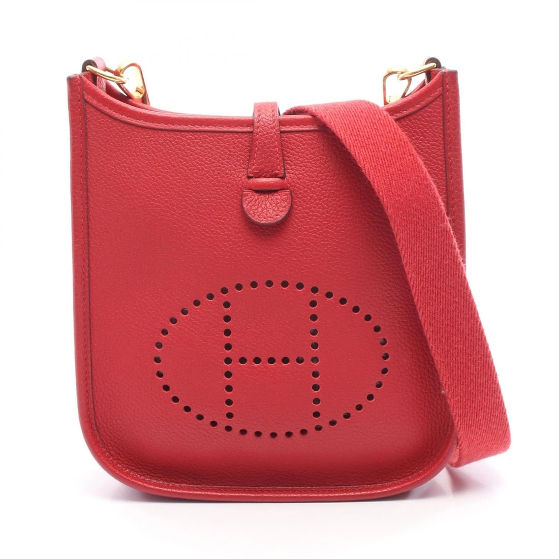 HERMES EVELYNE TPM SHOULDER CROSSBODY BAG: HERMES Evelyne TPM Shoulder Crossbody Bag Brand: HERMES Type/Style: Shoulder Bag Material: Taurillon Clemence ? Taurillon Clemence Color: Red?ish colors Size: (H:7.1inch x W:6.5inch x D:2.2inch) A