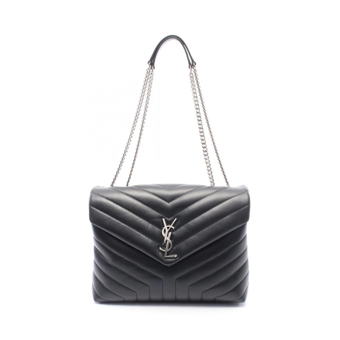 SAINT LAURENT PARIS LOULOU MEDIUM CHAIN SHOULDER TOTE BAG: SAINT LAURENT PARIS Loulou Medium Chain Shoulder Tote Bag Brand: SAINT LAURENT PARIS Type/Style: Tote Bag Material: leather Color: Black?ish colors Size: (H:8.7inch x W:11.6inch x D:4.3inch) Acces
