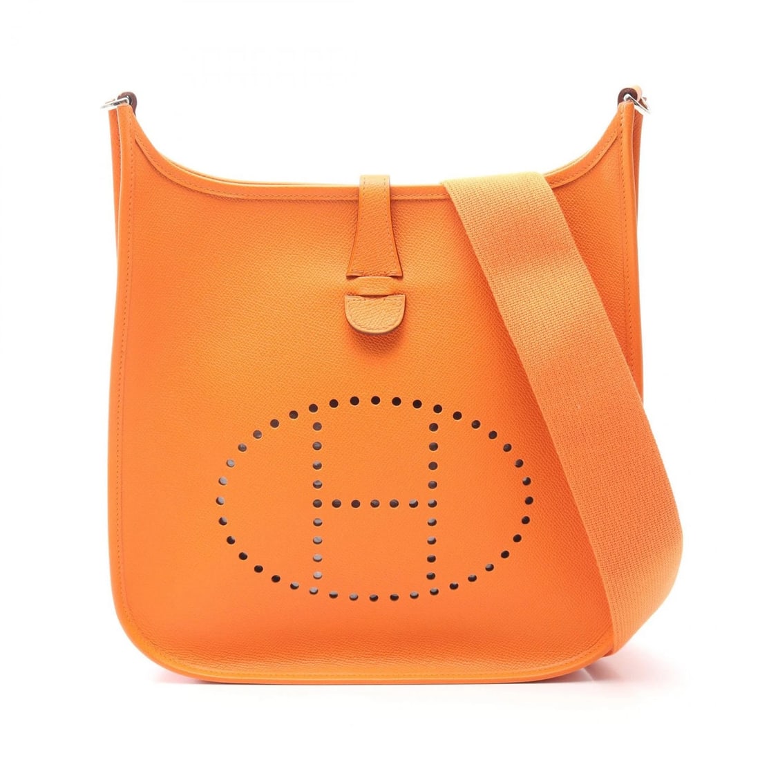 HERMES EVELYNE II 2 PM SHOULDER BAG EPSOM LEATHER ORANGE: HERMES Evelyne II 2 PM Shoulder Bag Epsom leather Orange Brand: HERMES Type/Style: Shoulder Bag Material: Epsom ? leather ? Epsom Color: Orange / Orange?ish colors Size: (H:10.6inch x W:11.0inch x D:3