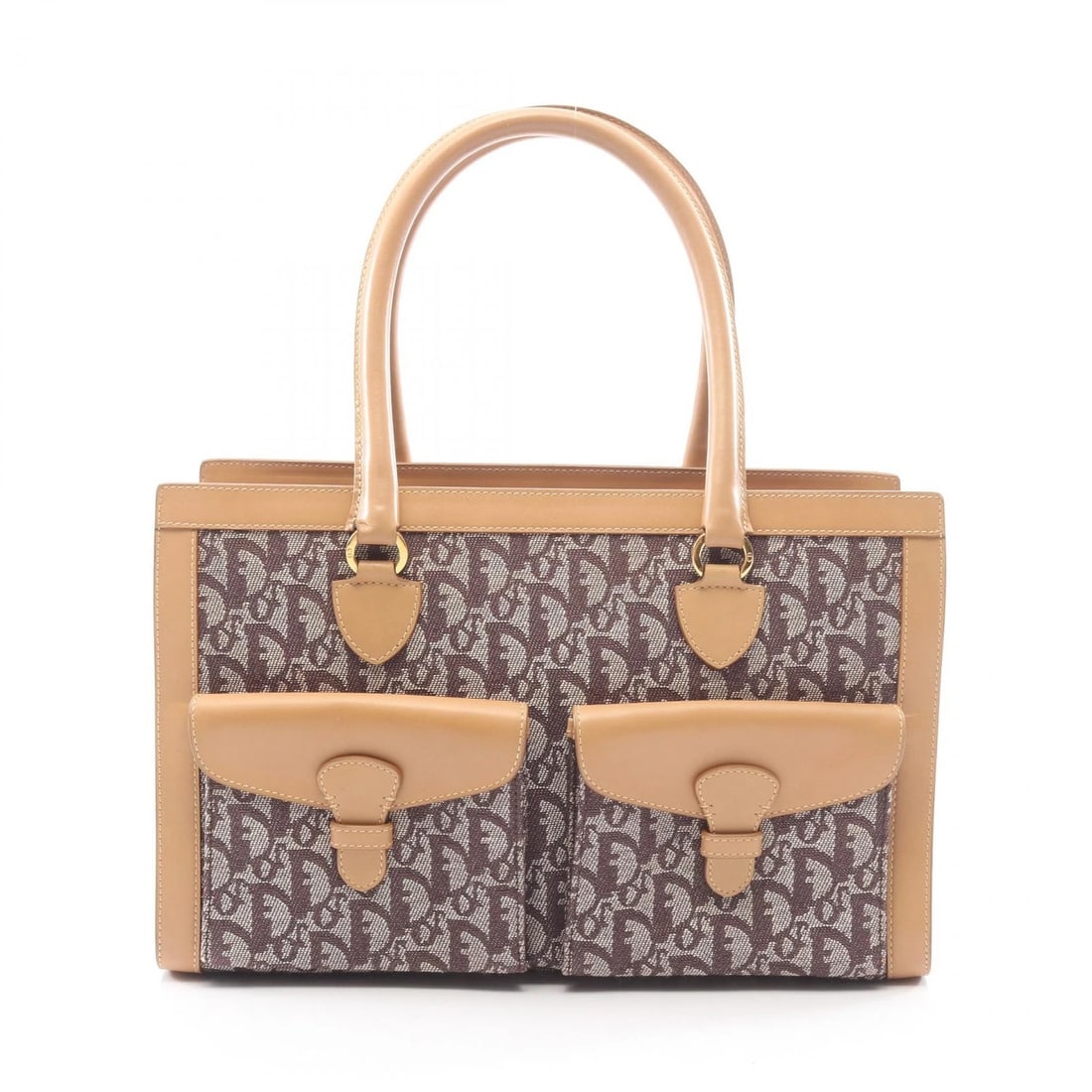 CHRISTIAN DIOR TROTTER TOTE BAG CANVAS LEATHER BEIGE BROWN: Christian Dior Trotter Tote Bag canvas leather Beige Brown Brand: DIOR Type/Style: Tote Bag Material: canvas ? leather Color: Beige?ish colors ? Brown?ish colors Size: (H:8.7inch x W:13.8inch x D:6.3i