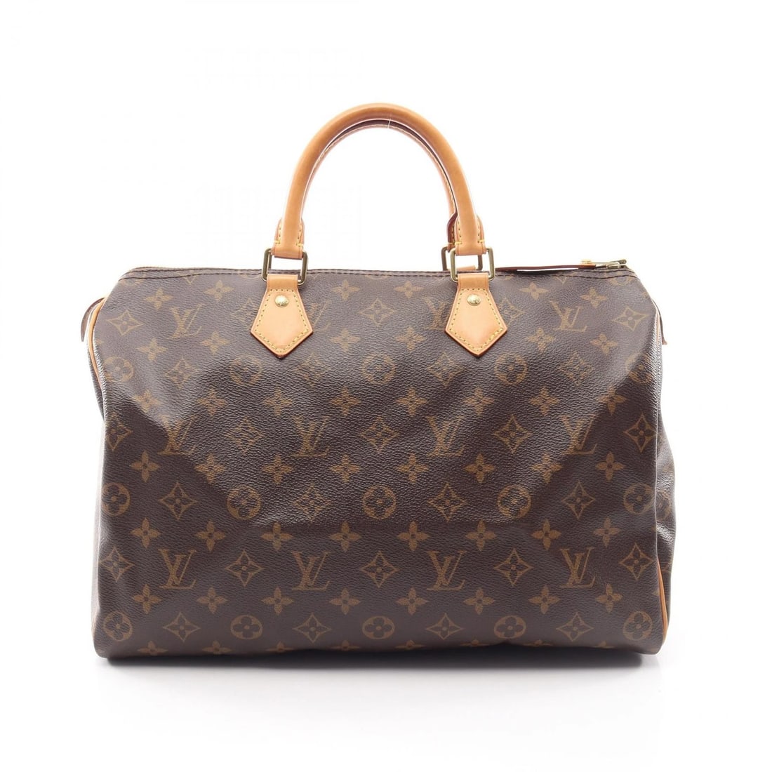 LOUIS VUITTON SPEEDY 35 HANDBAG: LOUIS VUITTON Speedy 35 Handbag Brand: LOUIS VUITTON Type/Style: Handbag Material: Monogram ? PVC coated canvas ? leather Color: Brown?ish colors Size: (H:9.8inch x W:13.8inch x D:7.1inch) Accesso