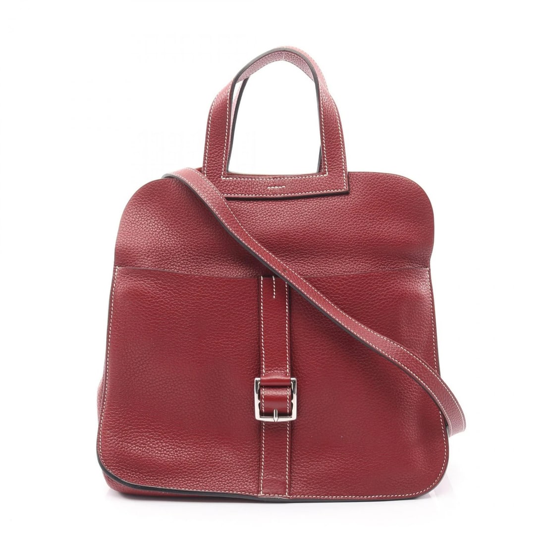 HERMES HALZAN 31 SHOULDER HANDBAG: HERMES Halzan 31 Shoulder Handbag Brand: HERMES Type/Style: Handbag Material: Taurillon Clemence ? leather Color: Rouge H / Red?ish colors Size: (H:11.0inch x W:12.2inch x D:3.5inch) Accessories: