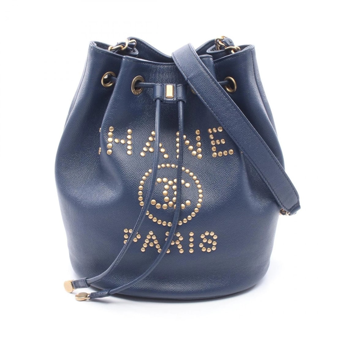 CHANEL DEAUVILLE DRAWSRING CROSSBODY SHOULDER BAG: CHANEL Deauville Drawsring Crossbody Shoulder Bag Brand: CHANEL Type/Style: Shoulder Bag Material: leather Color: Navy?ish colors Size: (H:8.9inch x W:7.5inch x D:5.5inch) Accessories: None