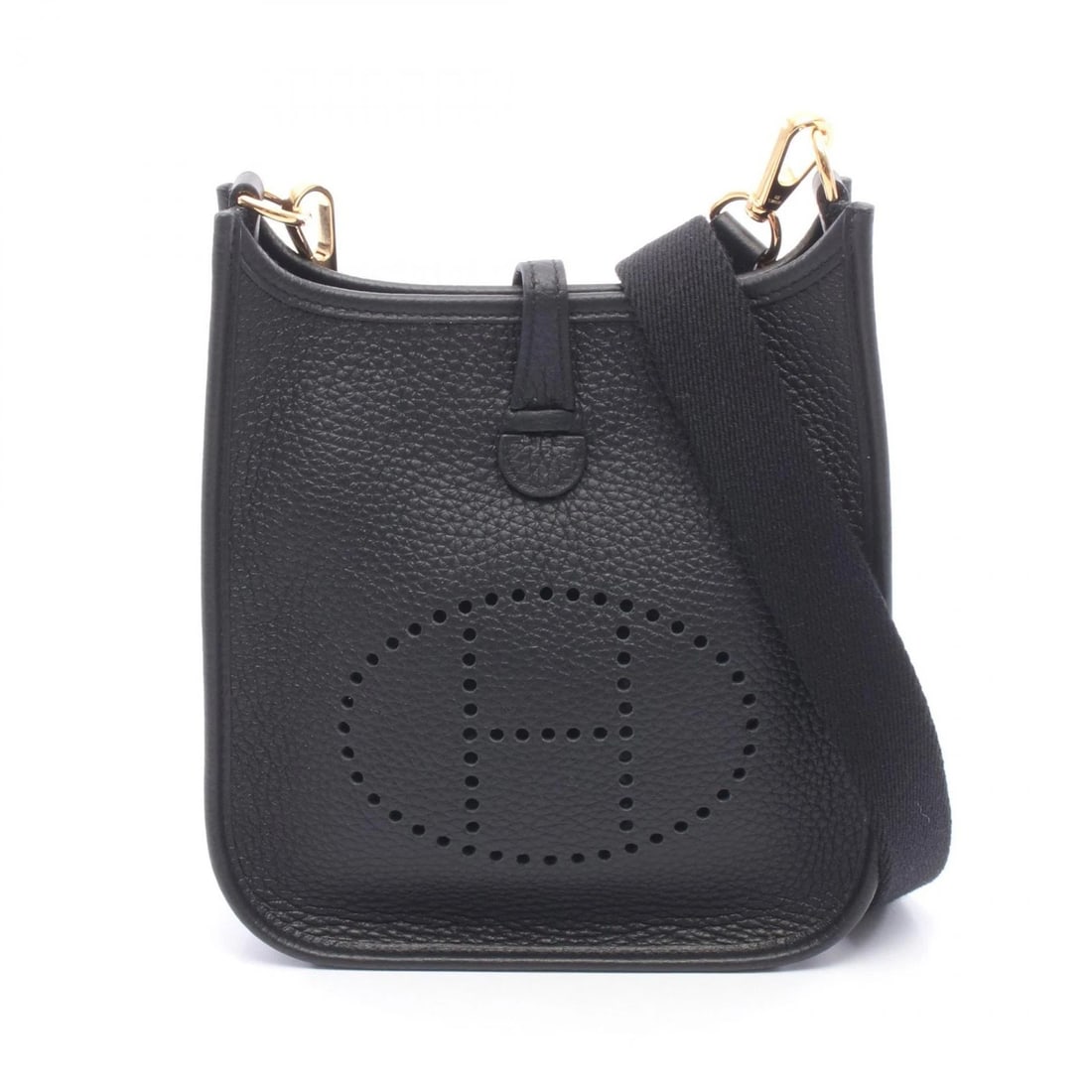 HERMES EVELYNE TPM SHOULDER BAG CLEMENCE LEATHER BLACK: HERMES Evelyne TPM Shoulder Bag Clemence leather Black Brand: HERMES Type/Style: Shoulder Bag Material: Taurillon Clemence ? leather Color: Black?ish colors Size: (H:7.1inch x W:6.5inch x D:2.2inch)