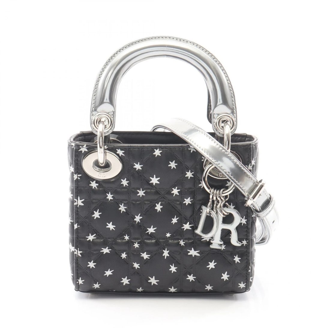CHRISTIAN DIOR LADY DIOR MINI CANNAGE STAR SHOULDER CROSSBODY HANDBAG: Christian Dior Lady Dior Mini Cannage Star shoulder crossbody Handbag Brand: DIOR Type/Style: Handbag Material: leather Color: Black?ish colors ? Silver?ish colors Size: (H:4.9inch x W:5.5inch x D:2.4