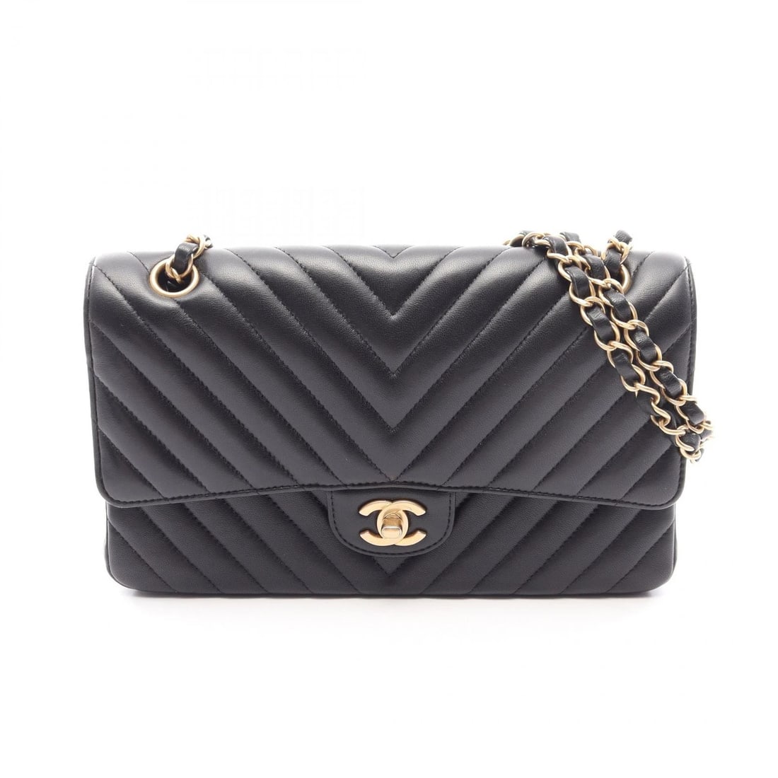 CHANEL CHEVRON V-STITCH W-FLAP CHAIN SHOULDER BAG (1 of 2)