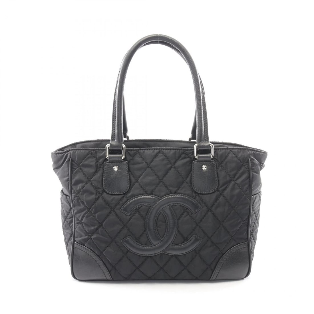 CHANEL PARIS YORK LINE TOTE BAG: CHANEL Paris York Line Tote Bag Brand: CHANEL Type/Style: Tote Bag Material: Nylon ? leather Color: Black?ish colors Size: (H:10.2inch x W:13.0inch x D:5.5inch) Accessories: None Accessori
