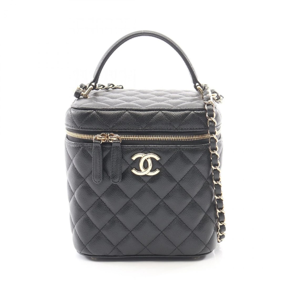 CHANEL MATELASSE VANITY SHOULDER HAND BAG: CHANEL Matelasse Vanity Shoulder Hand Bag Brand: CHANEL Type/Style: Shoulder Bag Material: Grained Calfskin leather Color: Black?ish colors Size: (H:6.3inch x W:5.9inch x D:4.5inch) Accessories: N