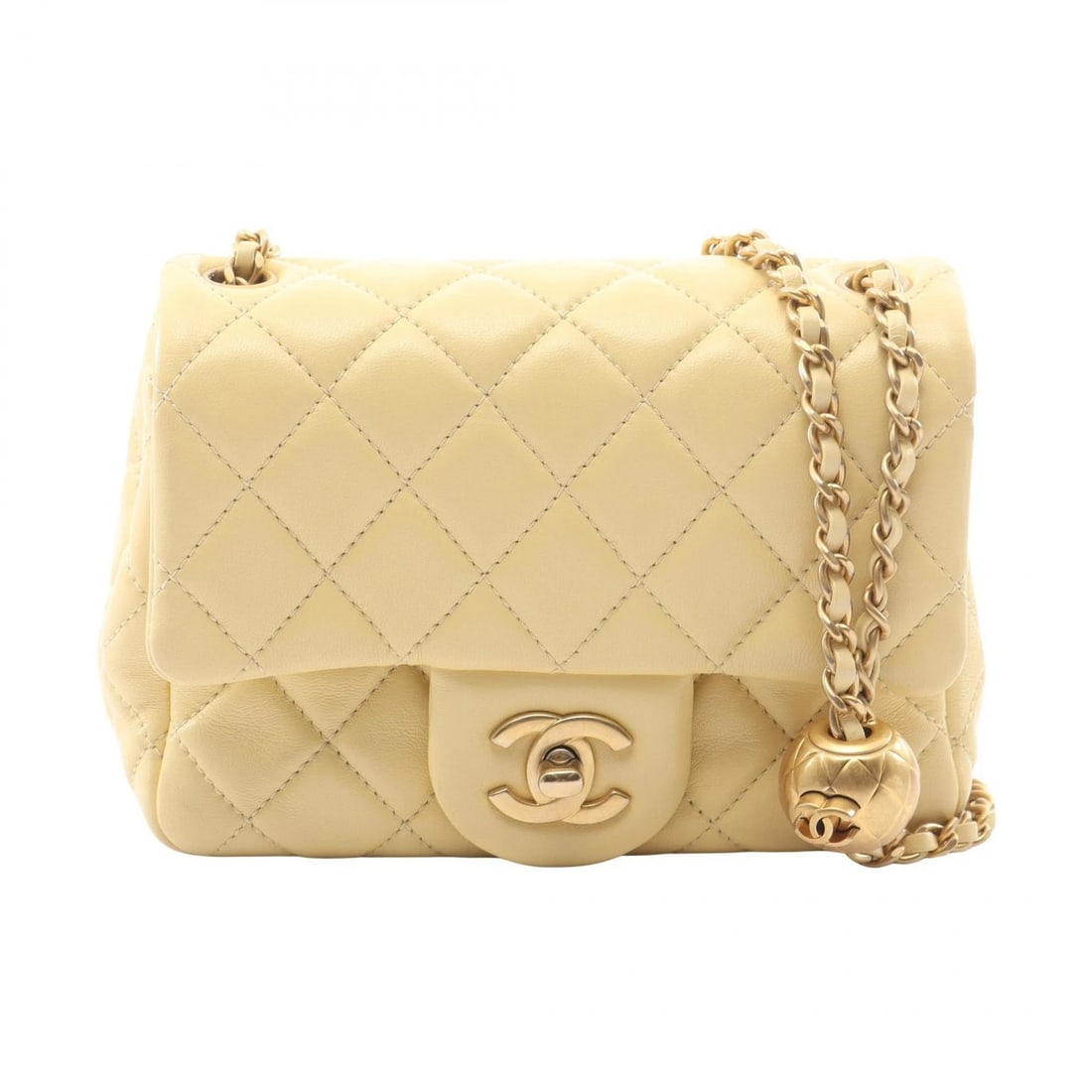 CHANEL MINI MATELASSE CHAIN SHOULDER CROSSBODY BAG: CHANEL Mini Matelasse Chain Shoulder Crossbody Bag Brand: CHANEL Type/Style: Shoulder Bag Material: Lambskin (sheep leather) Color: Yellow?ish colors Size: (H:4.3inch x W:6.7inch x D:2.6inch) Acce