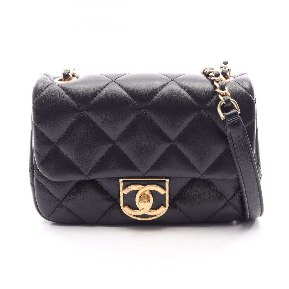 CHANEL MINI MATELASSE CHAIN SHOULDER BAG: CHANEL Mini Matelasse Chain Shoulder Bag Brand: CHANEL Type/Style: Shoulder Bag Material: Lambskin (sheep leather) Color: Black?ish colors Size: (H:4.7inch x W:7.1inch x D:2.4inch) Accessories: No