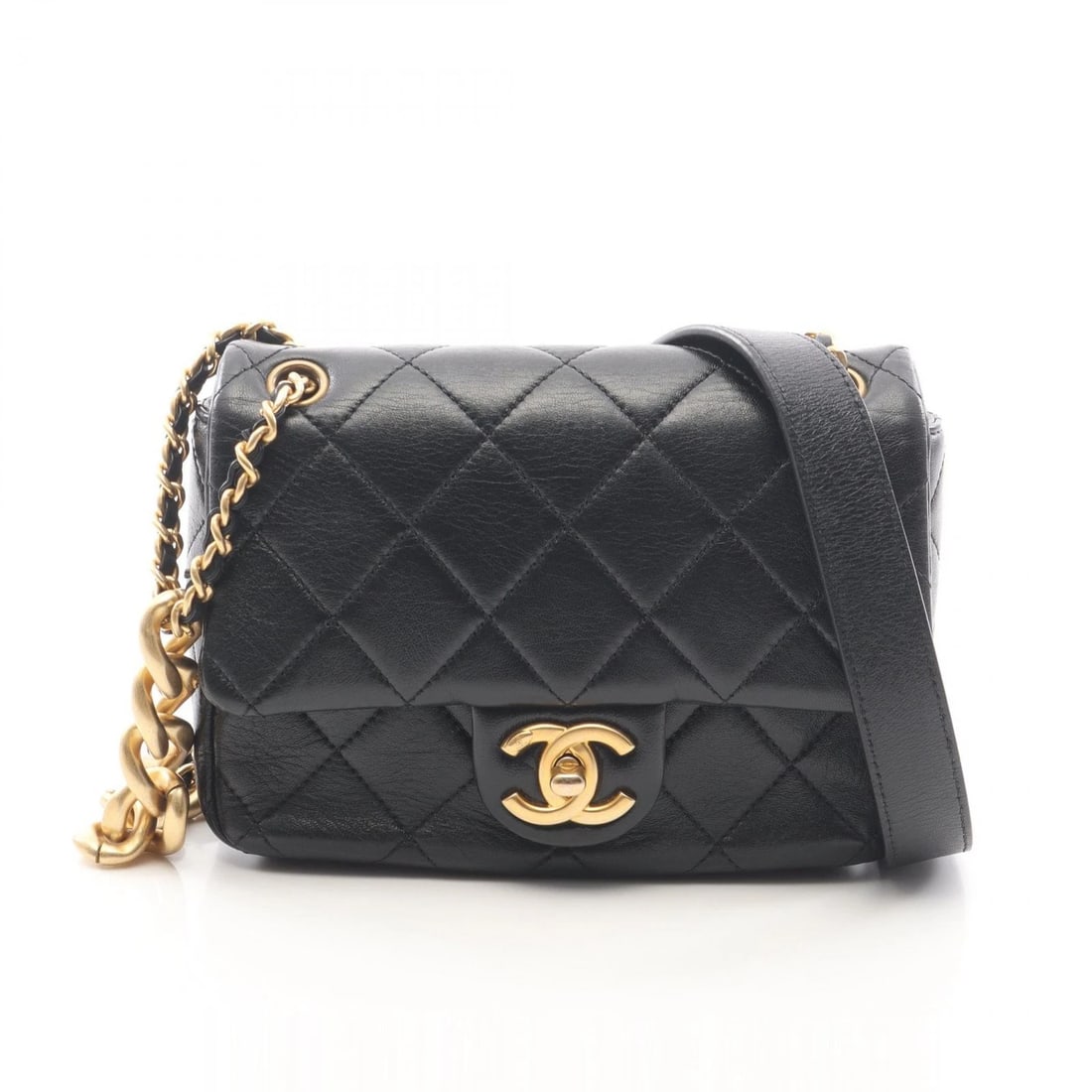CHANEL MINI MATELASSE CHAIN SHOULDER BAG: CHANEL Mini Matelasse Chain Shoulder Bag Brand: CHANEL Type/Style: Shoulder Bag Material: Lambskin (sheep leather) Color: Black?ish colors Size: (H:5.5inch x W:7.1inch x D:2.4inch) Accessories: No