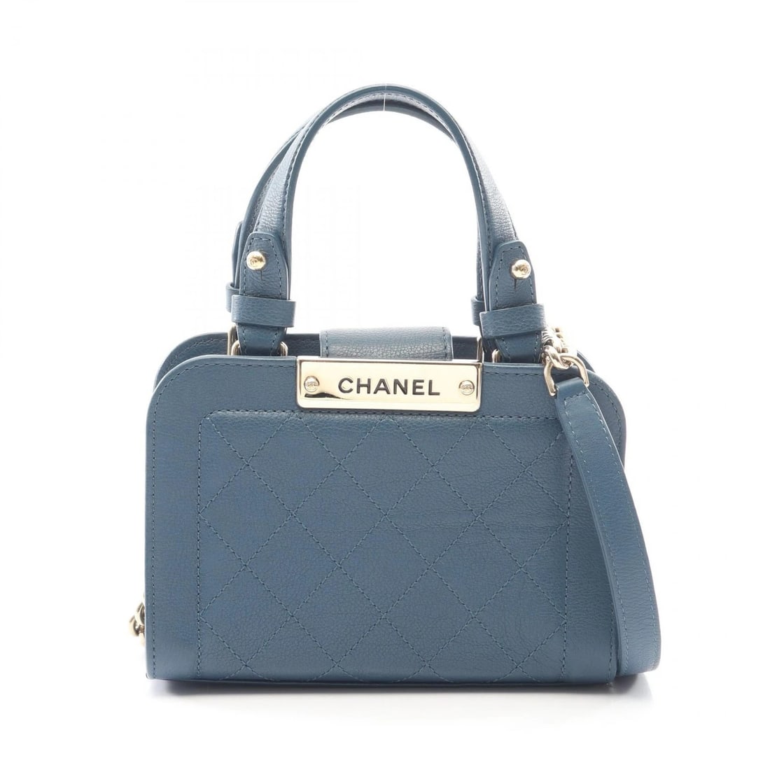 CHANEL MATELASSE LOGO HAND CROSSBODY SHOULDER BAG: CHANEL Matelasse logo Hand Crossbody Shoulder Bag Brand: CHANEL Type/Style: Shoulder Bag Material: leather Color: Blue?ish colors Size: (H:5.1inch x W:7.1inch x D:2.8inch) Accessories: None