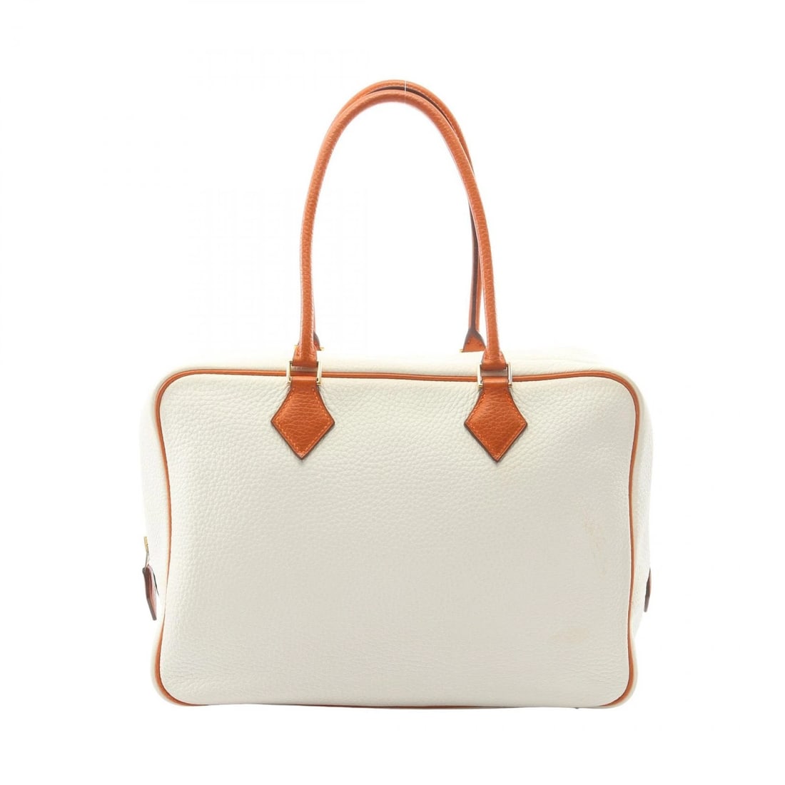 HERMES PLUME 32 BICOLOR HANDBAG: HERMES Plume 32 Bicolor Handbag Brand: HERMES Type/Style: Handbag Material: Taurillon Clemence ? leather ? Taurillon Clemence Color: Potiron orange / White?ish colors ? Orange?ish colors Size: (H:9.1i