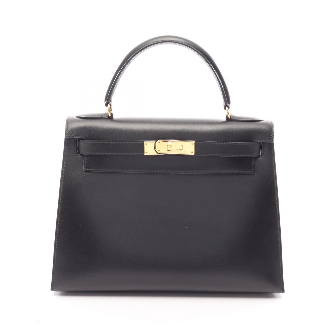 HERMES KELLY 28 SHOULDER HANDBAG: HERMES Kelly 28 Shoulder Handbag Brand: HERMES Type/Style: Handbag Material: Box calf leather ? Calfskin (cowhide) Color: Black?ish colors Size: (H:8.3inch x W:11.0inch x D:4.3inch) Accessories: None