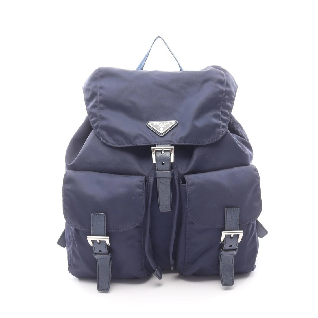 PRADA RUCKSACK BACKPACK BAG: PRADA Rucksack Backpack bag Brand: PRADA Type/Style: Rucksack Backpack Material: Nylon ? Saffiano leather Color: Navy?ish colors Size: (H:12.2inch x W:11.8inch x D:5.9inch) Accessories: None