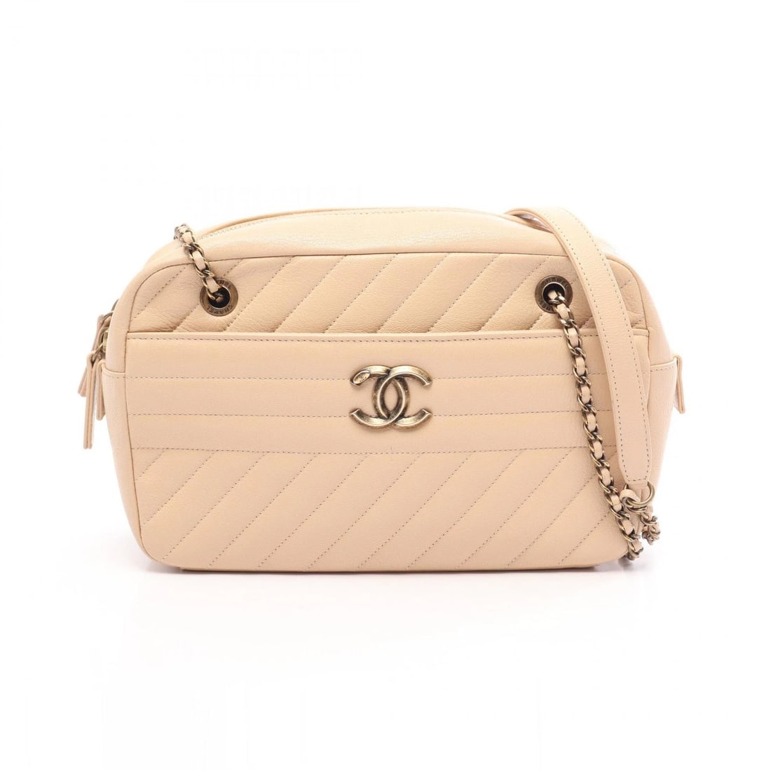 CHANEL BIAS STITCH CHAIN SHOULDER HAND BAG: CHANEL Bias stitch chain Shoulder hand Bag Brand: CHANEL Type/Style: Shoulder Bag Material: leather Color: Beige?ish colors Size: (H:5.9inch x W:9.8inch x D:2.8inch) Accessories: None Accessories