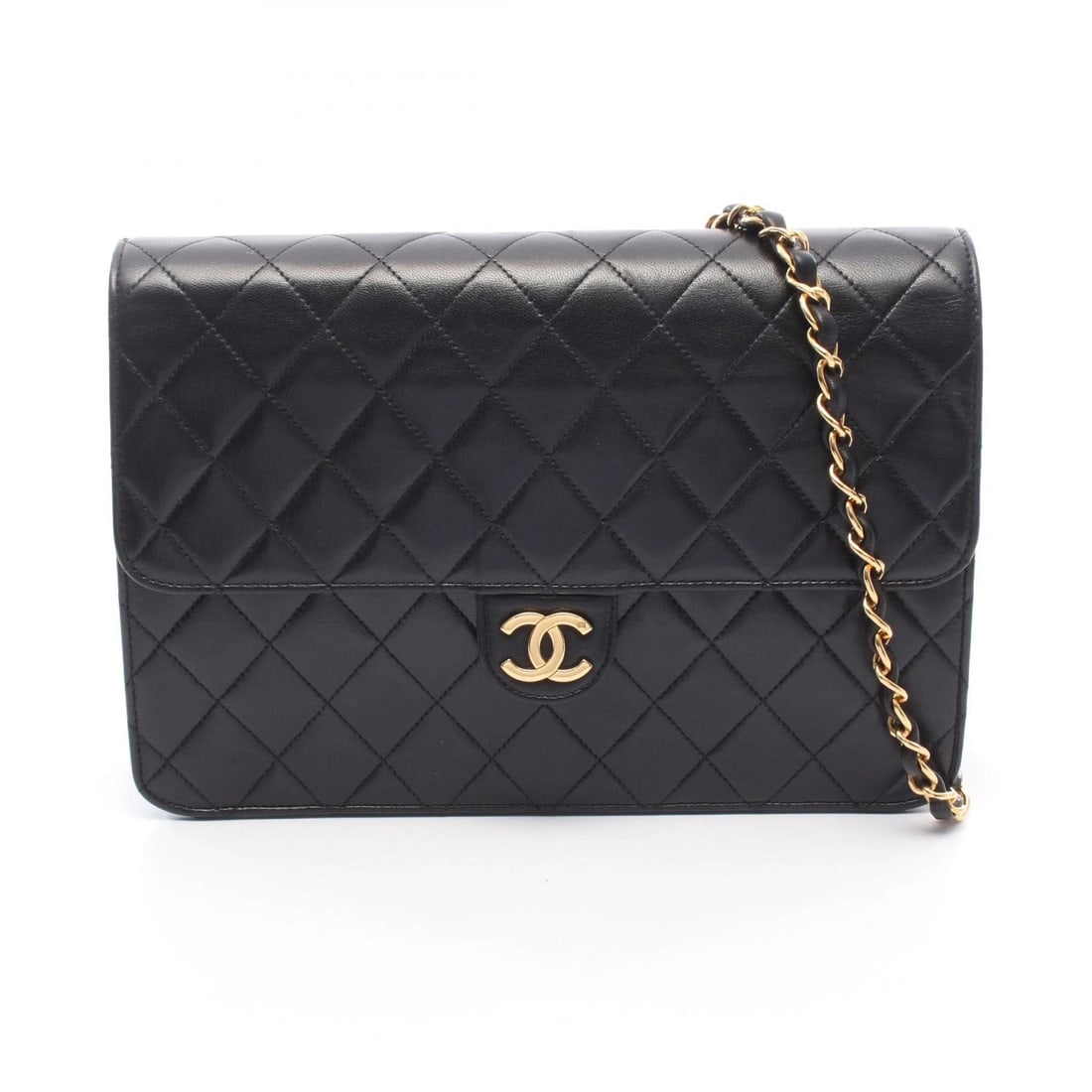 CHANEL MATELASSE CHAIN SHOULDER BAG: CHANEL Matelasse Chain Shoulder Bag Brand: CHANEL Type/Style: Shoulder Bag Material: Lambskin (sheep leather) Color: Black?ish colors Size: (H:7.3inch x W:9.8inch x D:3.1inch) Accessories: None