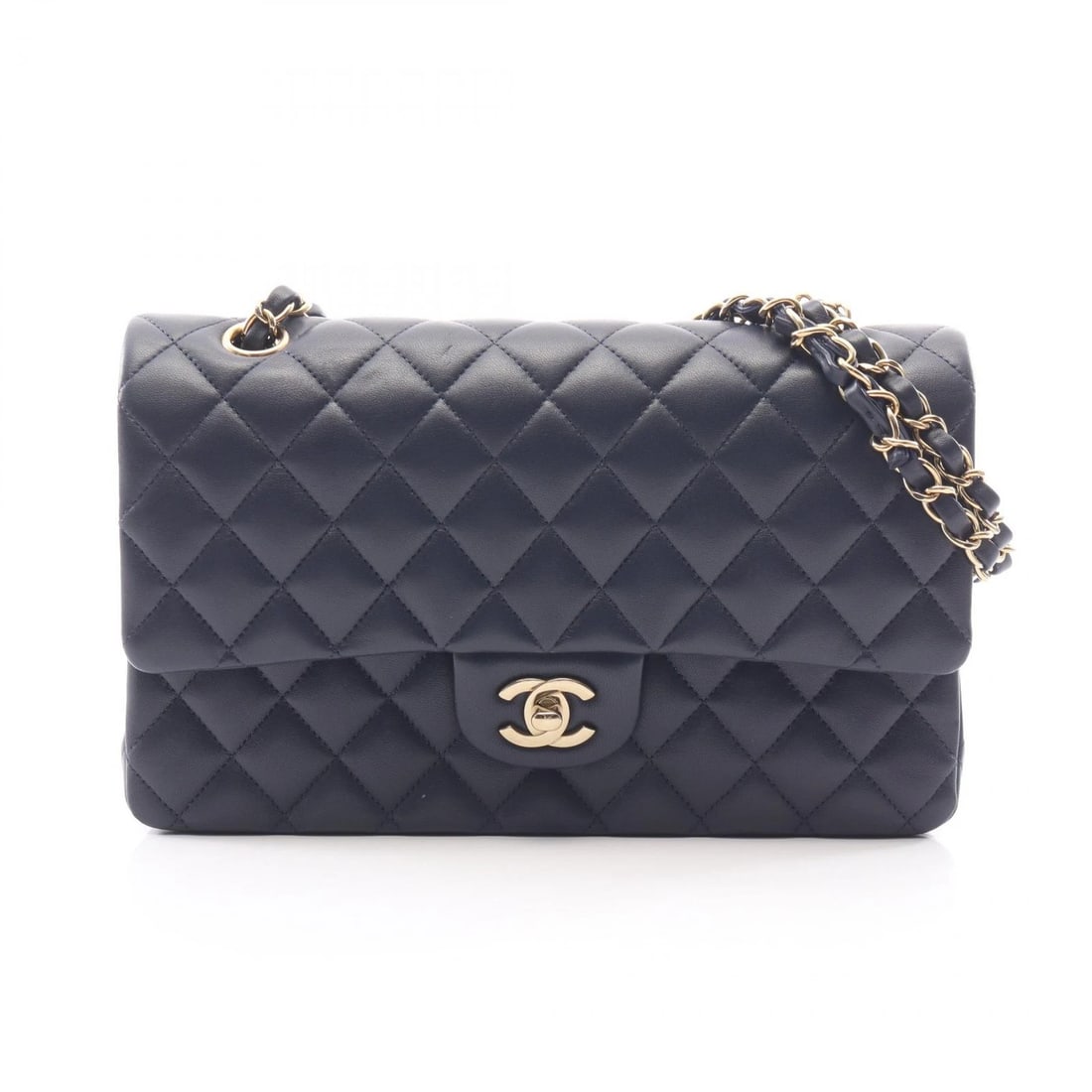 CHANEL MATELASSE DOUBLE FLAP CHAIN SHOULDER BAG: CHANEL Matelasse Double Flap Chain Shoulder Bag Brand: CHANEL Type/Style: Shoulder Bag Material: Lambskin (sheep leather) Color: Navy?ish colors Size: (H:6.3inch x W:9.8inch x D:2.6inch) Accessories: