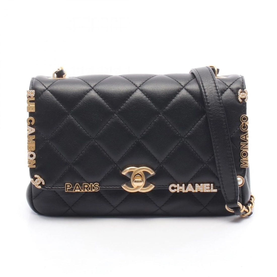 CHANEL MATELASSE MINI FLAP CHAIN SHOULDER CROSSBODY BAG: CHANEL Matelasse Mini Flap Chain Shoulder Crossbody Bag Brand: CHANEL Type/Style: Shoulder Bag Material: Lambskin (sheep leather) Color: Black?ish colors Size: (H:4.7inch x W:7.5inch x D:2.4inch)