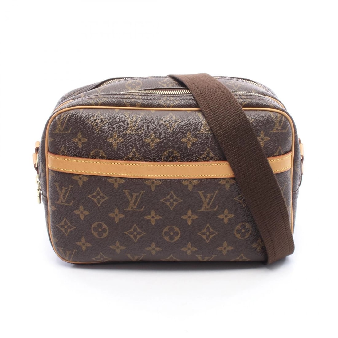LOUIS VUITTON REPORTER PM SHOULDER CROSSBODY BAG: LOUIS VUITTON Reporter PM Shoulder Crossbody Bag Brand: LOUIS VUITTON Type/Style: Shoulder Bag Material: Monogram ? PVC coated canvas ? leather Color: Brown?ish colors Size: (H:7.9inch x W:10.6inch x 