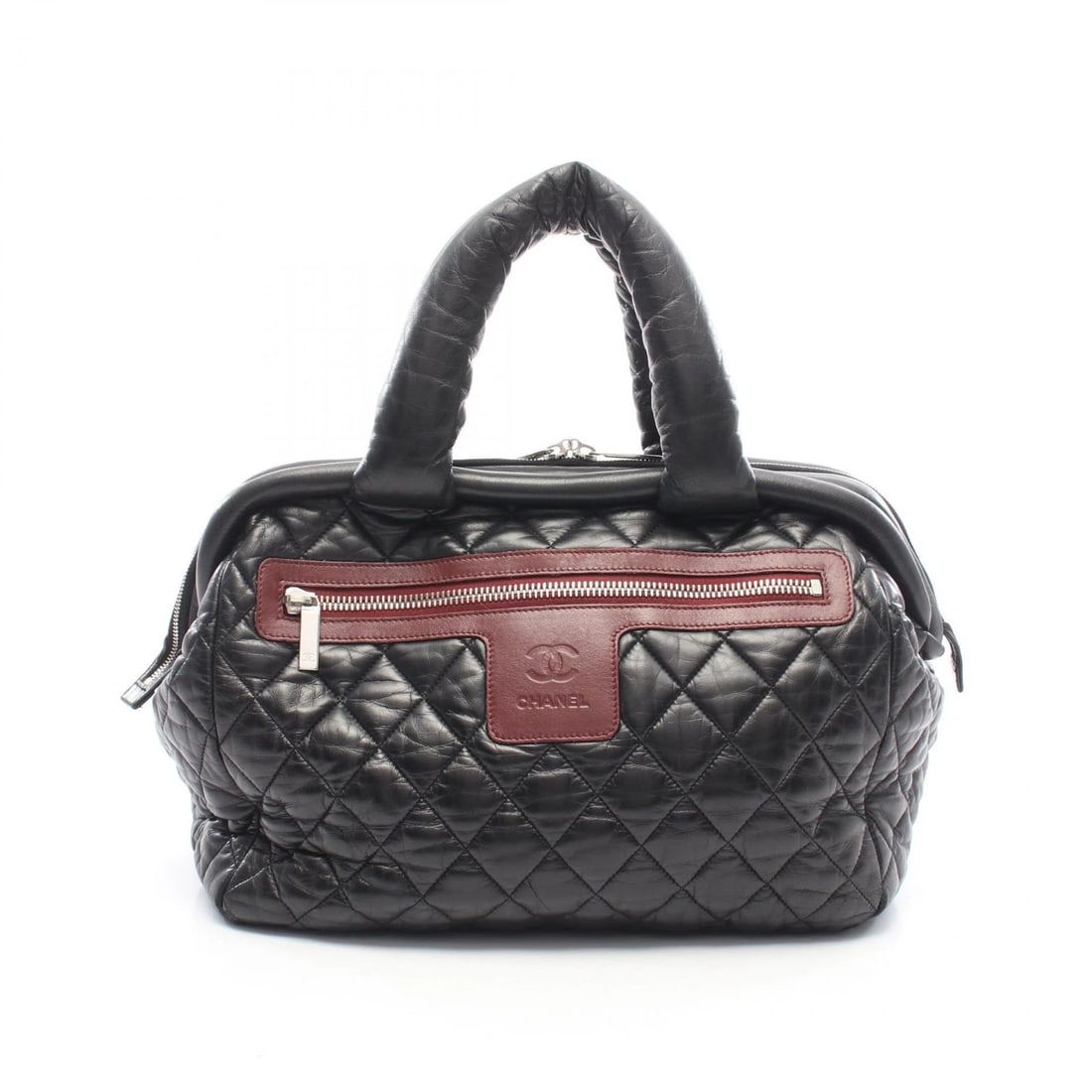 CHANEL COCOCOON TOTE HANDBAG LAMBSKIN SHEEP LEATHER: CHANEL Cococoon Tote Handbag Lambskin Sheep leather Brand: CHANEL Type/Style: Tote Bag Material: Lambskin (sheep leather) Color: Black?ish colors ? Bordeaux?ish colors Size: (H:10.6inch x W:13.4inch