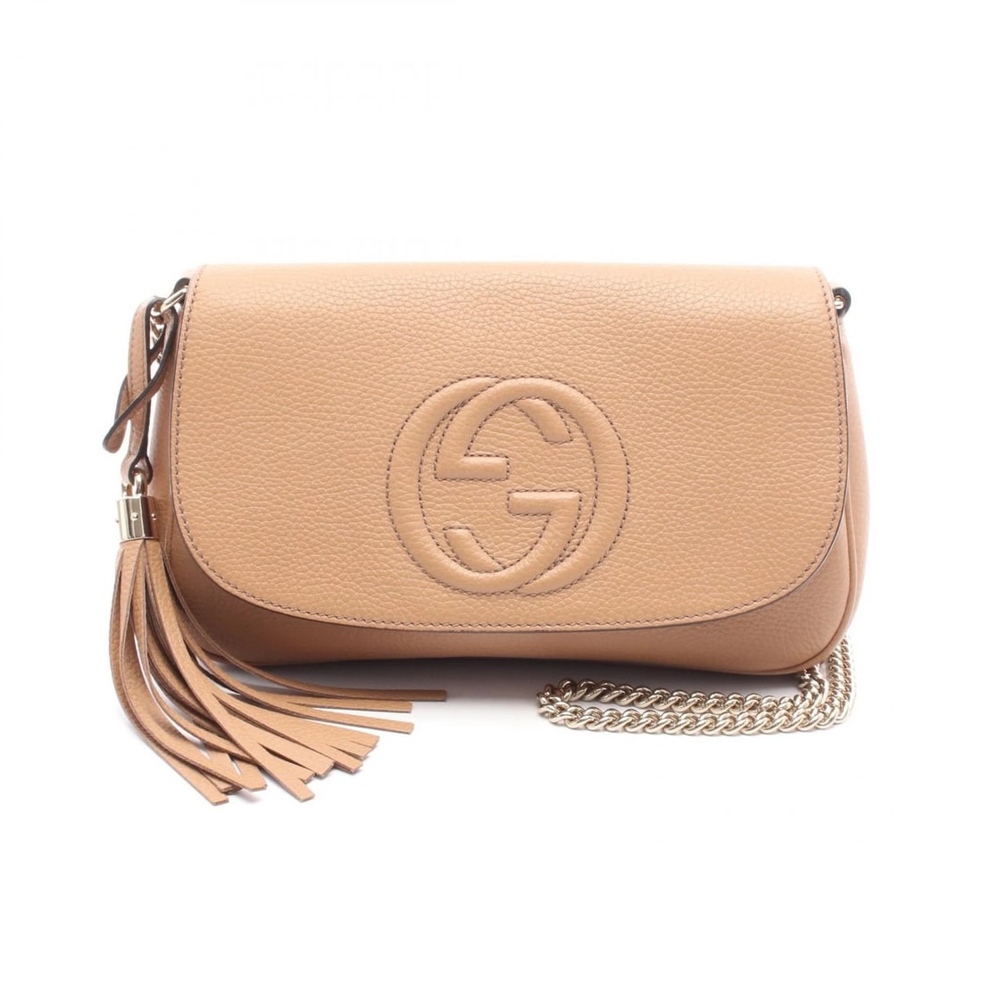 GUCCI SOHO INTERLOCKING G CROSSBODY CHAIN SHOULDER BAG: GUCCI Soho Interlocking G Crossbody Chain Shoulder Bag Brand: GUCCI Type/Style: Shoulder Bag Material: leather Color: Brown?ish colors Size: (H:6.3inch x W:10.6inch x D:2.0inch) Accessories: None