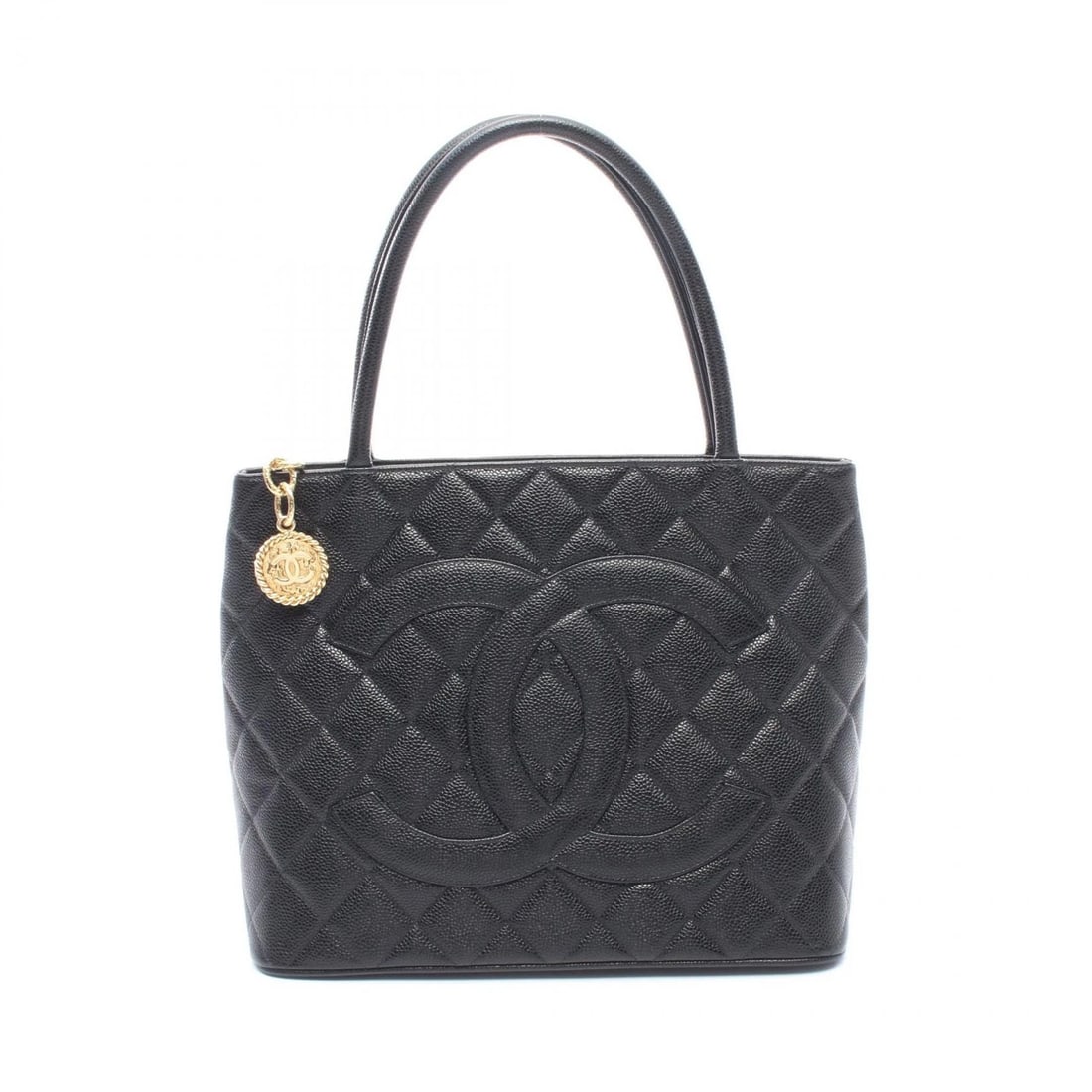 CHANEL MEDALLION TOTE SHOULDER BAG: CHANEL Medallion Tote Shoulder Bag Brand: CHANEL Type/Style: Tote Bag Material: Grained Calfskin leather Color: Black?ish colors Size: (H:9.4inch x W:11.4inch x D:5.5inch) Accessories: None
