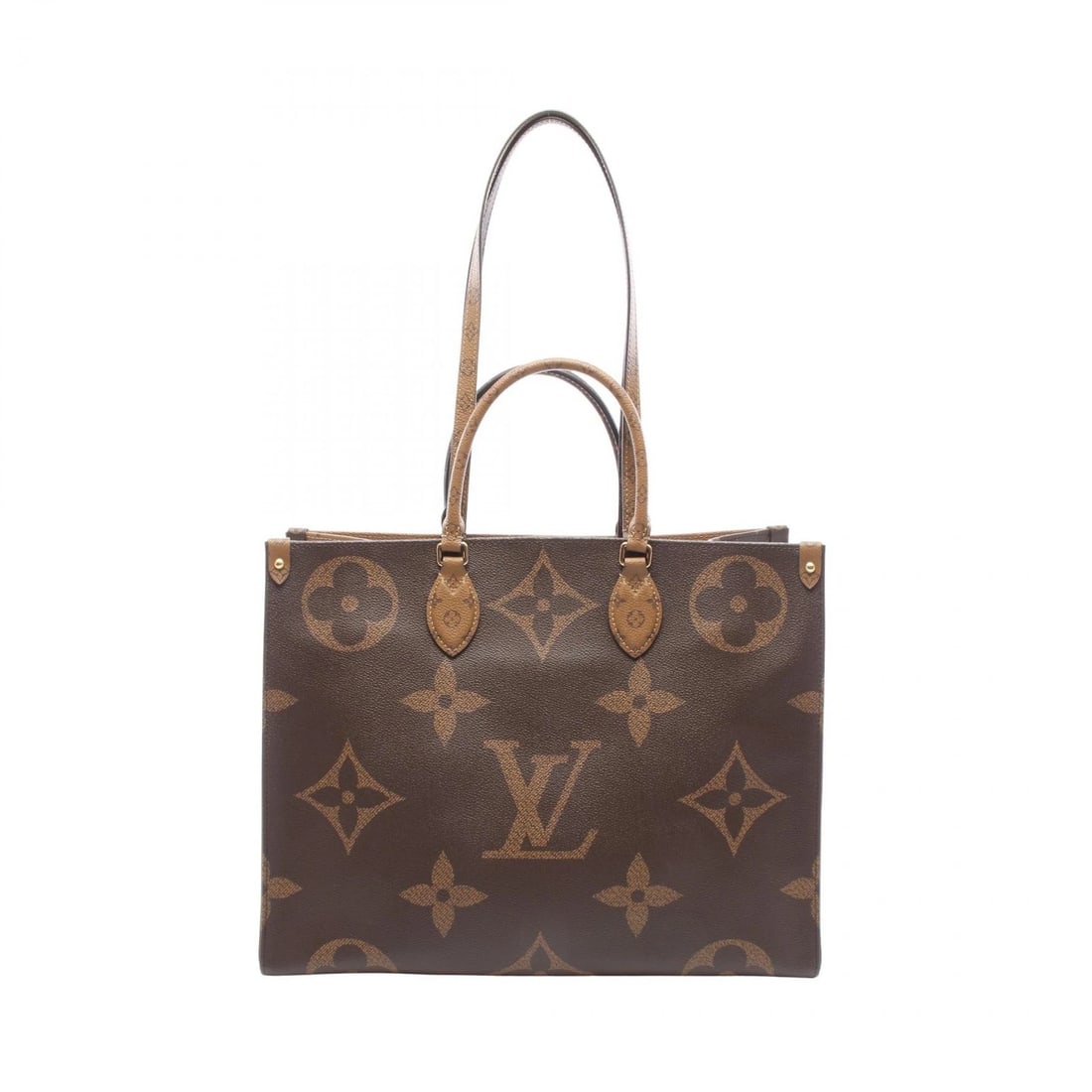 LOUIS VUITTON ON THE GO GM SHOULDER TOTE BAG: LOUIS VUITTON On The Go GM Shoulder Tote Bag Brand: LOUIS VUITTON Type/Style: Tote Bag Material: Monogram / Giant Reverse ? PVC coated canvas Color: Beige / Brown?ish colors ? Beige?ish colors Size: (