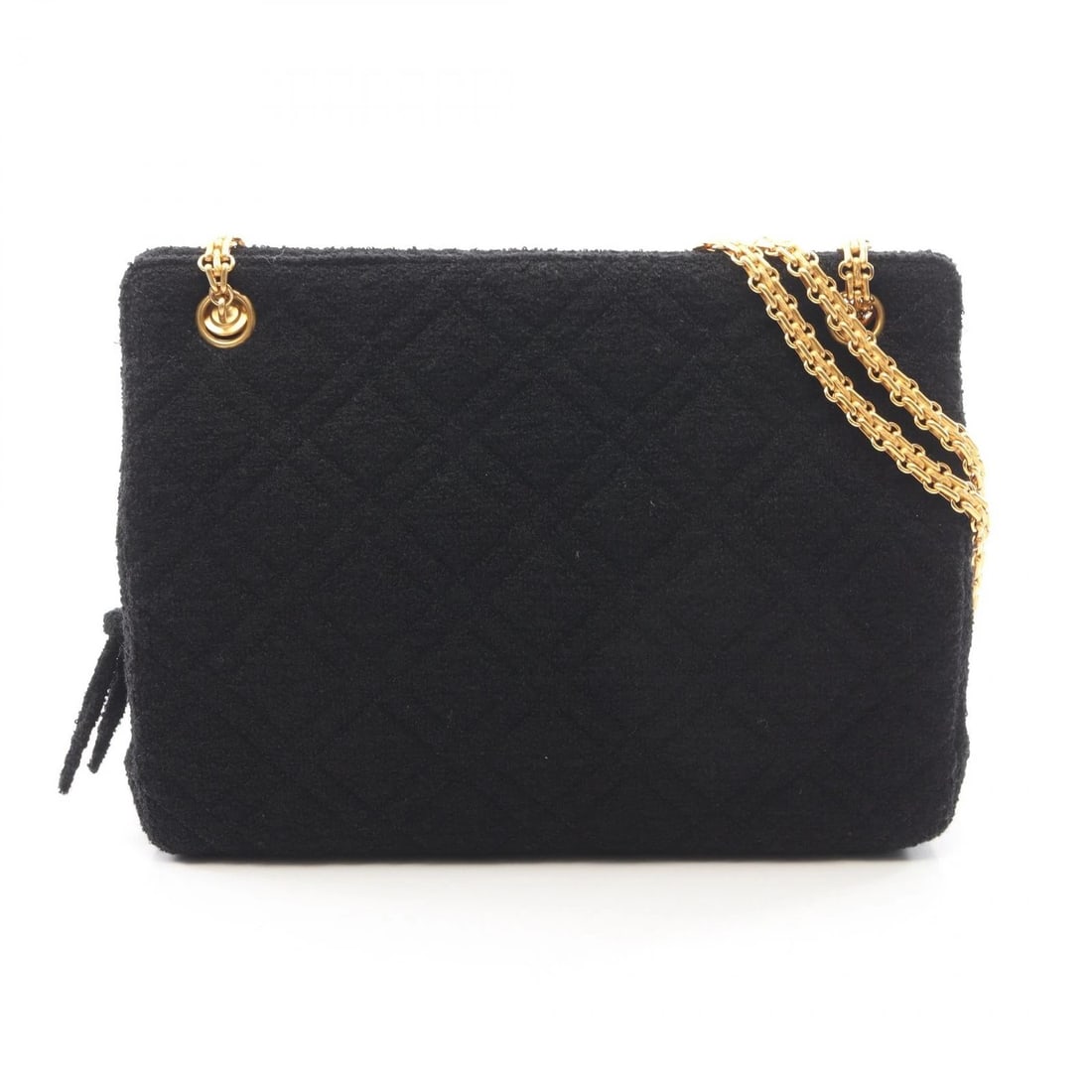 CHANEL CHAIN SHOULDER BAG: CHANEL CHain Shoulder Bag Brand: CHANEL Type/Style: Shoulder Bag Material: Fabric Color: Black?ish colors Size: (H:7.9inch x W:10.6inch x D:3.1inch) Accessories: None Accessories Notice: W