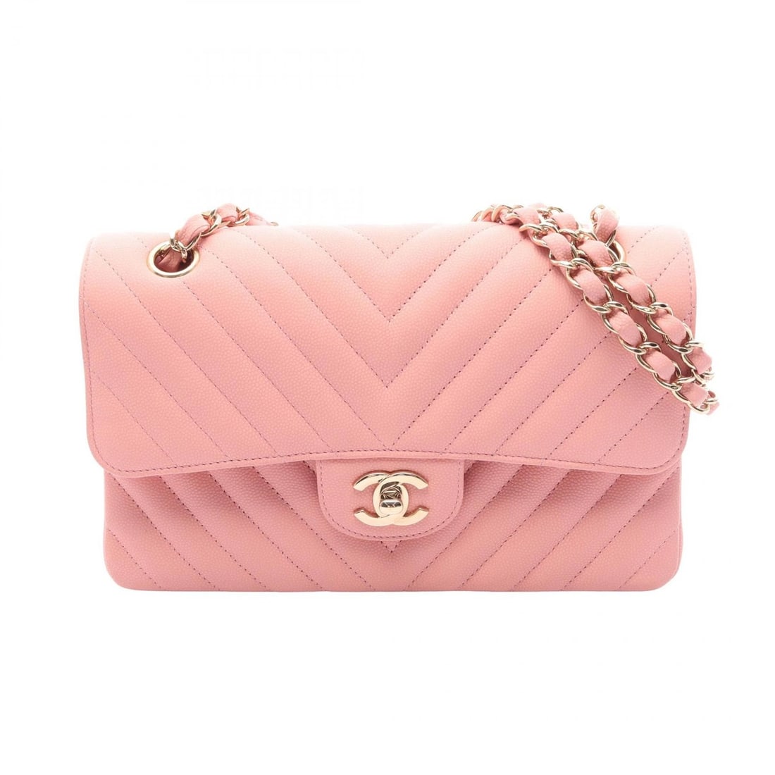 CHANEL MATELASSE DOUBLE FLAP CHAIN SHOULDER HANDBAG: CHANEL Matelasse Double flap Chain Shoulder Handbag Brand: CHANEL Type/Style: Shoulder Bag Material: Grained Calfskin leather Color: Pink?ish colors Size: (H:5.5inch x W:9.1inch x D:2.4inch)