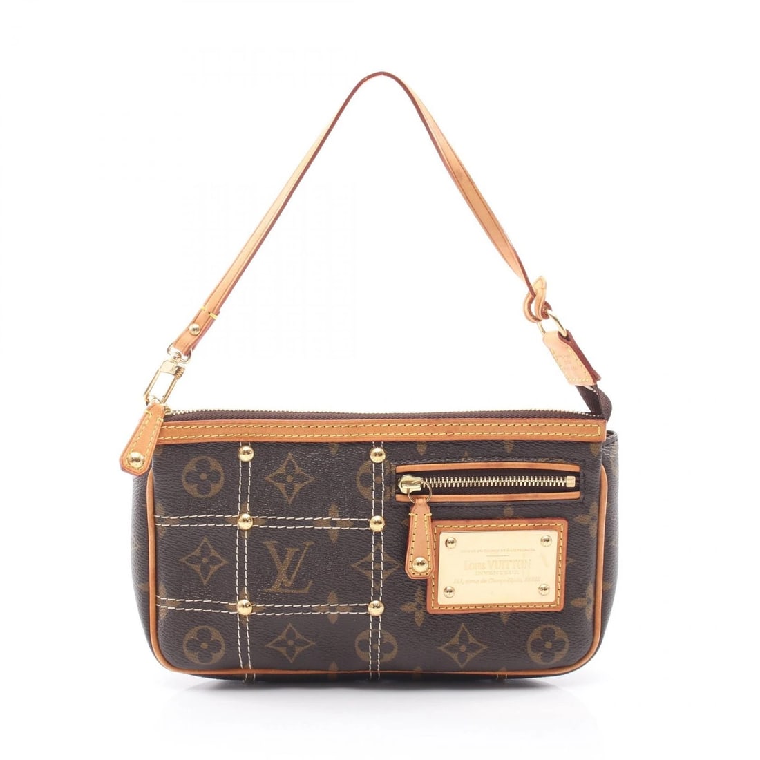 LOUIS VUITTON POCHETTE ACCESSOIRES HANDBAG: LOUIS VUITTON Pochette Accessoires Handbag Brand: LOUIS VUITTON Type/Style: Handbag Material: PVC coated canvas ? leather Color: Brown?ish colors Size: (H:5.1inch x W:8.1inch x D:1.6inch)