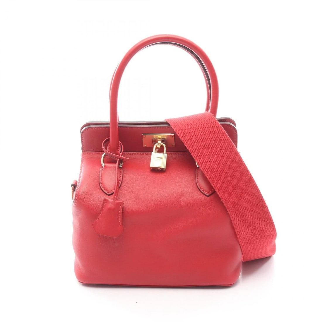 HERMES TOOLBOX 20 SHOULDER HANDBAG: HERMES Toolbox 20 shoulder Handbag Brand: HERMES Type/Style: Handbag Material: Vaux Swift leather ? leather ? Vaux Swift leather Color: Vermillon / Red?ish colors Size: (H:9.1inch x W:8.1inch x D:5.9i