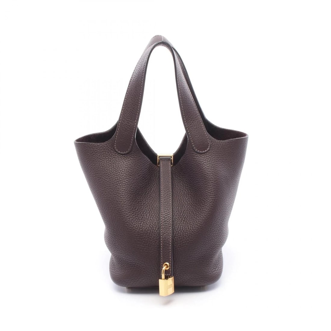 HERMES PICOTIN LOCK PM TOTE HANDBAG: HERMES Picotin Lock PM tote Handbag Brand: HERMES Type/Style: Handbag Material: Taurillon Clemence ? leather ? Taurillon Clemence Color: Rouge sellier / Brown?ish colors Size: (H:7.3inch x W:7.5inch