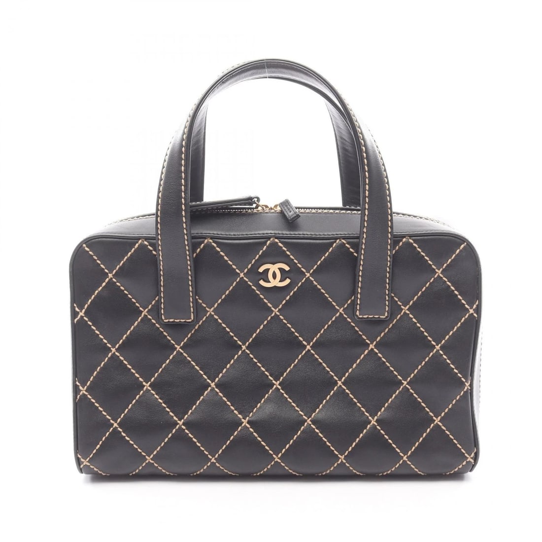 CHANEL WILD STITCH HANDBAG: CHANEL Wild stitch Handbag Brand: CHANEL Type/Style: Handbag Material: leather Color: Black?ish colors Size: (H:7.9inch x W:12.6inch x D:5.5inch) Accessories: None Accessories Notice: When