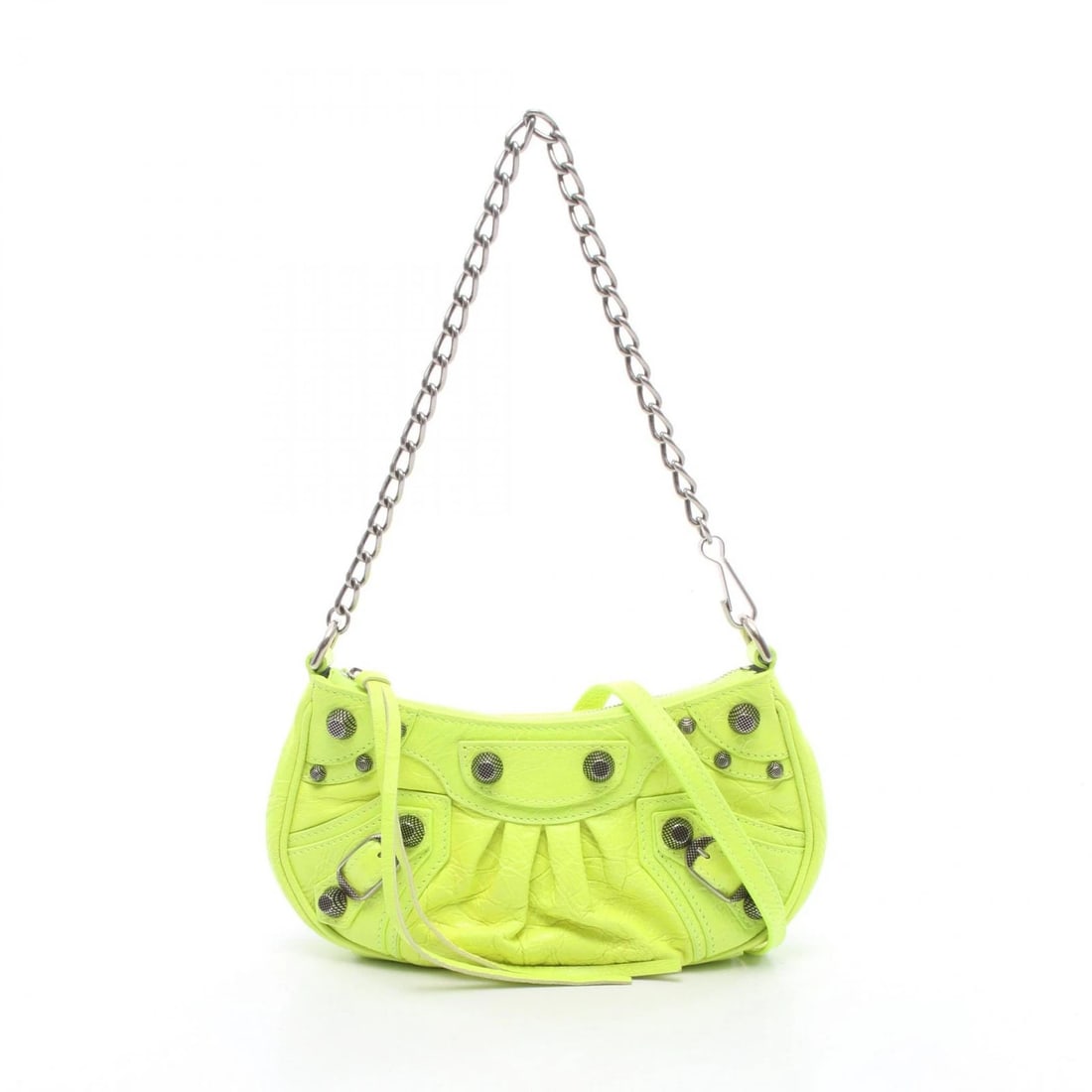 BALENCIAGA LE CAGOLE MINI BB CROSSBODY HANDBAG: BALENCIAGA LE CAGOLE MINI BB Crossbody Handbag Brand: BALENCIAGA Type/Style: Handbag Material: leather Color: Yellow?ish colors Size: (H:4.1inch x W:8.7inch x D:1.6inch) Accessories: None