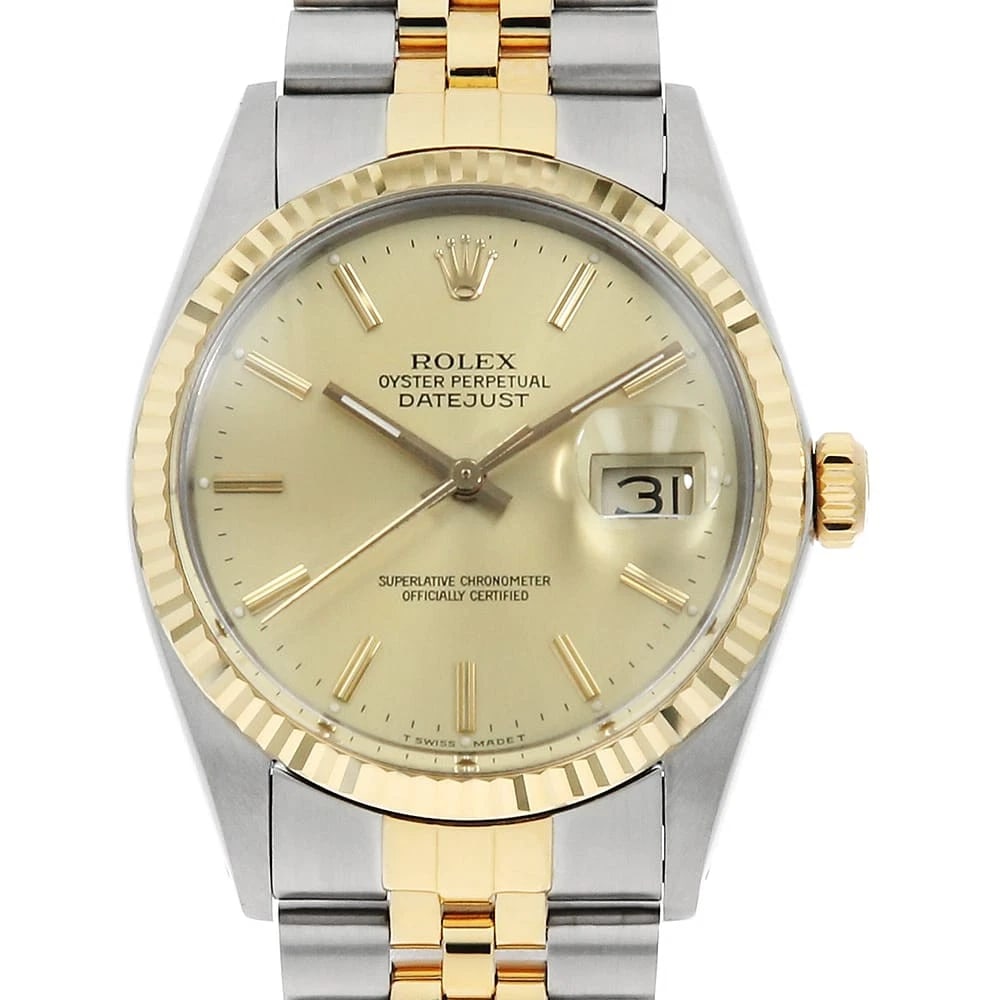 ROLEX DATEJUST CHAMPAGNE WATCH: ROLEx Datejust Champagne Watch Brand: ROLEx Type/Style: Wrist watch Material: Band Material Stainless Steel/Yellow Gold, Case Material Stainless Steel/Yellow Gold Color: Dial Color Champagne Gold