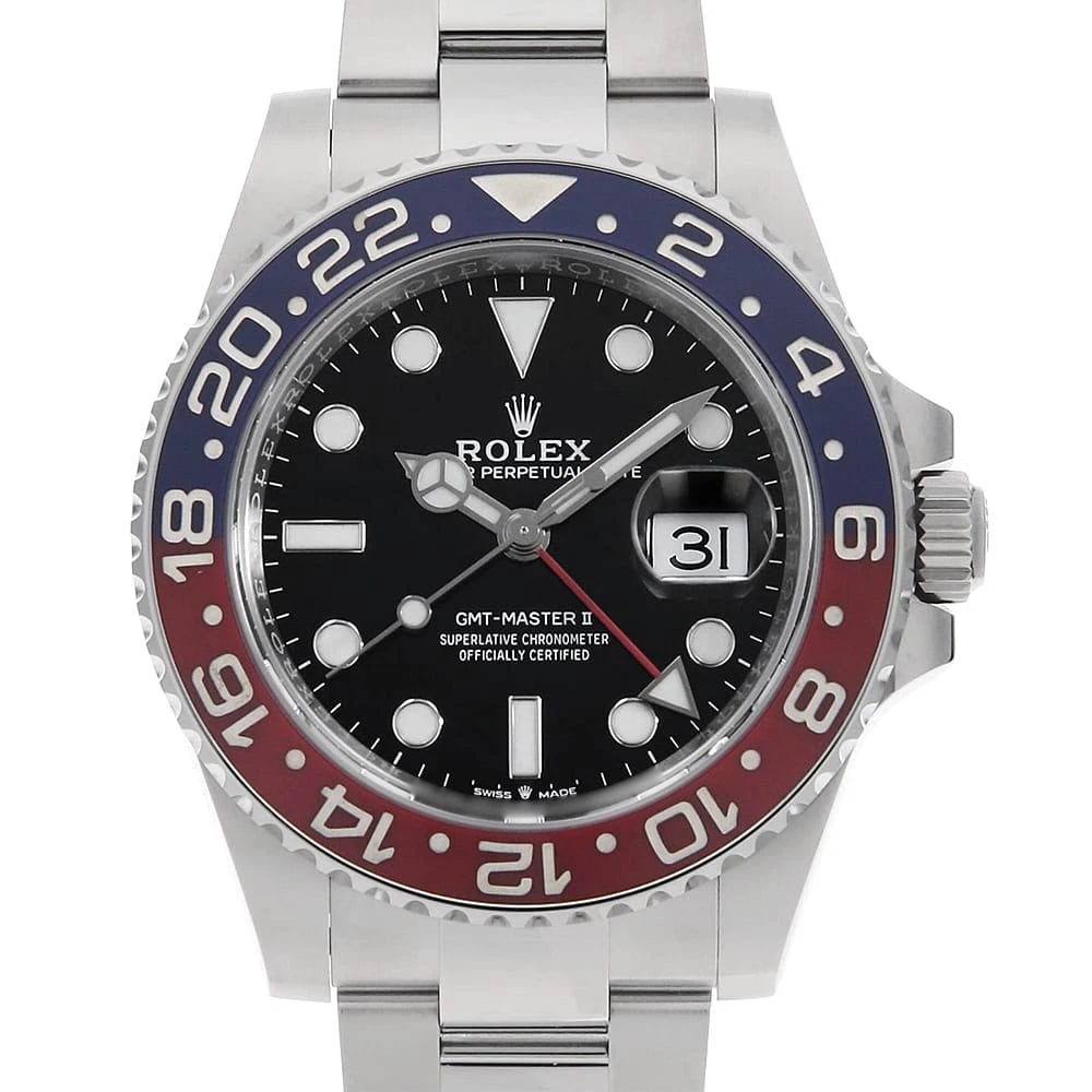 ROLEX GMT MASTER BLACK ROW OYSTER WATCH: ROLEx GMT Master black row oyster Watch Brand: ROLEx Type/Style: Wrist watch Material: Band Material Stainless Steel, Case Material Stainless Steel Color: Dial Color Black Size: Case:WCircumference