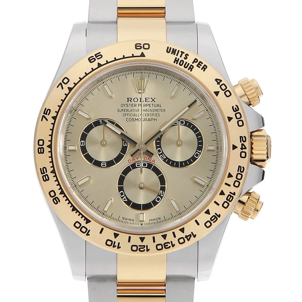 ROLEX COSMOGRAPH DAYTONA GOLDEN WATCH: ROLEx Cosmograph Daytona Golden Watch Brand: ROLEx Type/Style: Wrist watch Material: Band Material Stainless Steel/Yellow Gold, Case Material Stainless Steel/Yellow Gold Color: Dial Color Golden