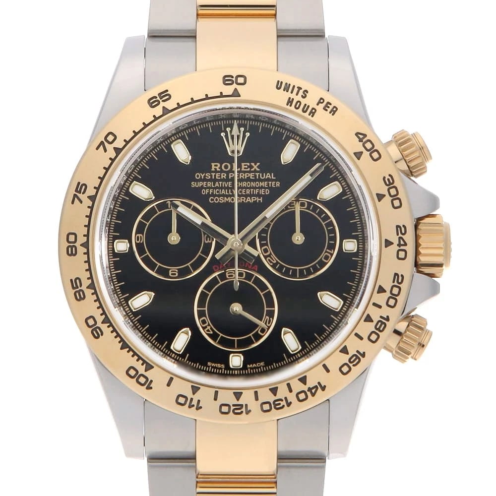 ROLEX COSMOGRAPH DAYTONA BLACK WATCH: ROLEx Cosmograph Daytona black Watch Brand: ROLEx Type/Style: Wrist watch Material: Band Material Stainless Steel/Yellow Gold, Case Material Stainless Steel/Yellow Gold Color: Dial Color Black Size: