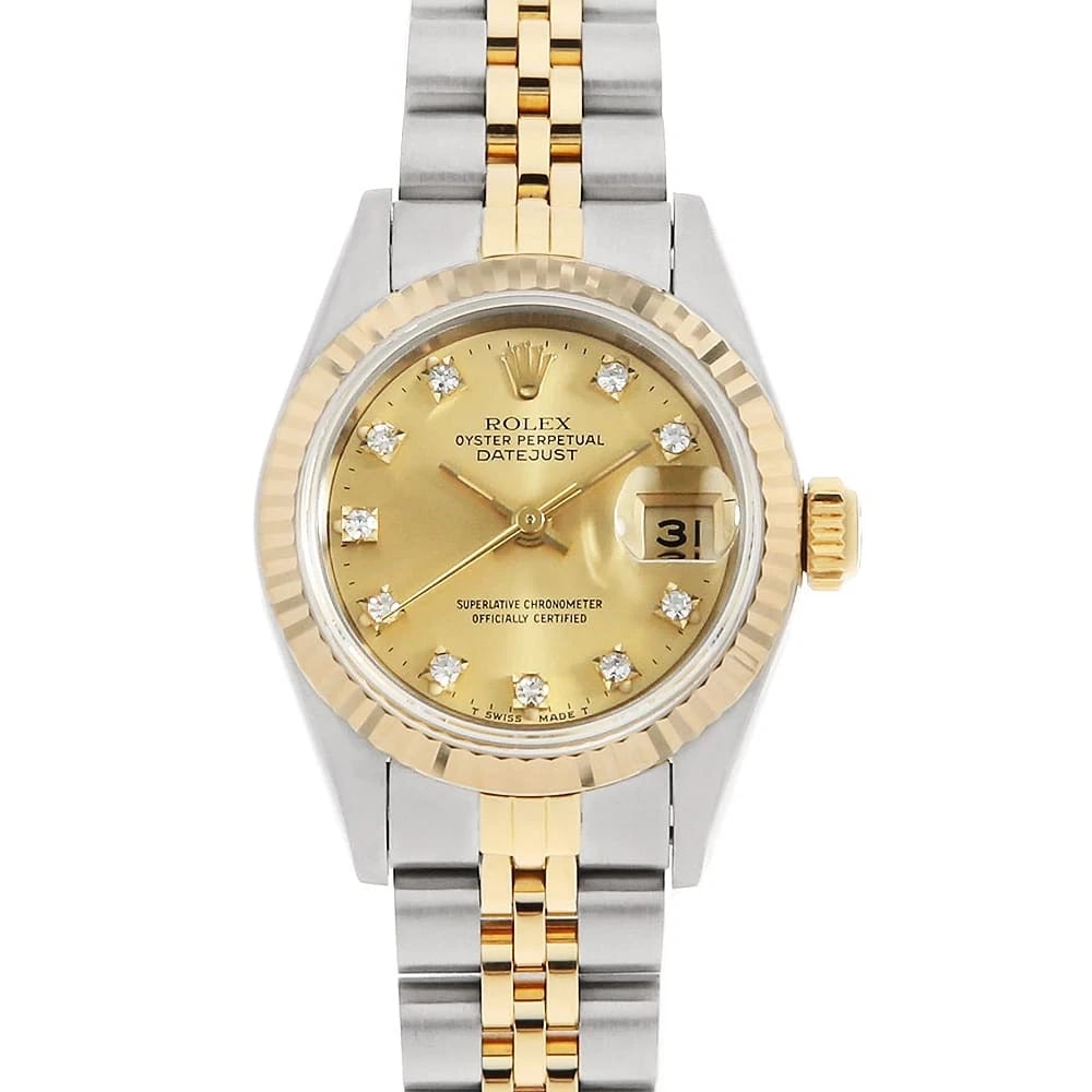 ROLEX DATEJUST DIAMOND CHAMPAGNE WATCH: ROLEx Datejust Diamond Champagne Watch Brand: ROLEx Type/Style: Wrist watch Material: Band Material Stainless Steel/Yellow Gold, Case Material Stainless Steel/Yellow Gold Color: Dial Color Champagne