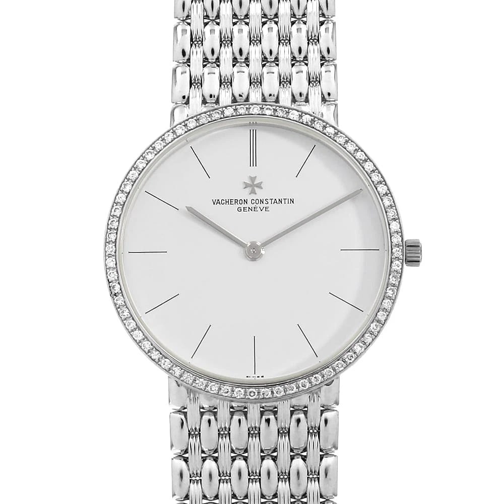 VACHERON CONSTANTIN BEZEL DIAMOND WATCH: VACHERON CONSTANTIN Bezel Diamond Watch Brand: VACHERON CONSTANTIN Type/Style: Wrist watch Material: Band Material White Gold, Case Material White Gold Color: Dial Color White Size: Case:W31mm