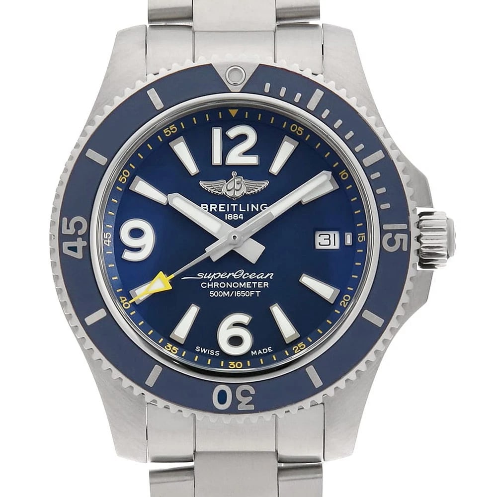 BREITLING SUPER OCEAN AUTOMATIC WATCH: BREITLING Super Ocean Automatic Watch Brand: BREITLING Type/Style: Wrist watch Material: Band Material Stainless Steel, Case Material Stainless Steel Color: Dial Color Blue Size: Case:W42mm